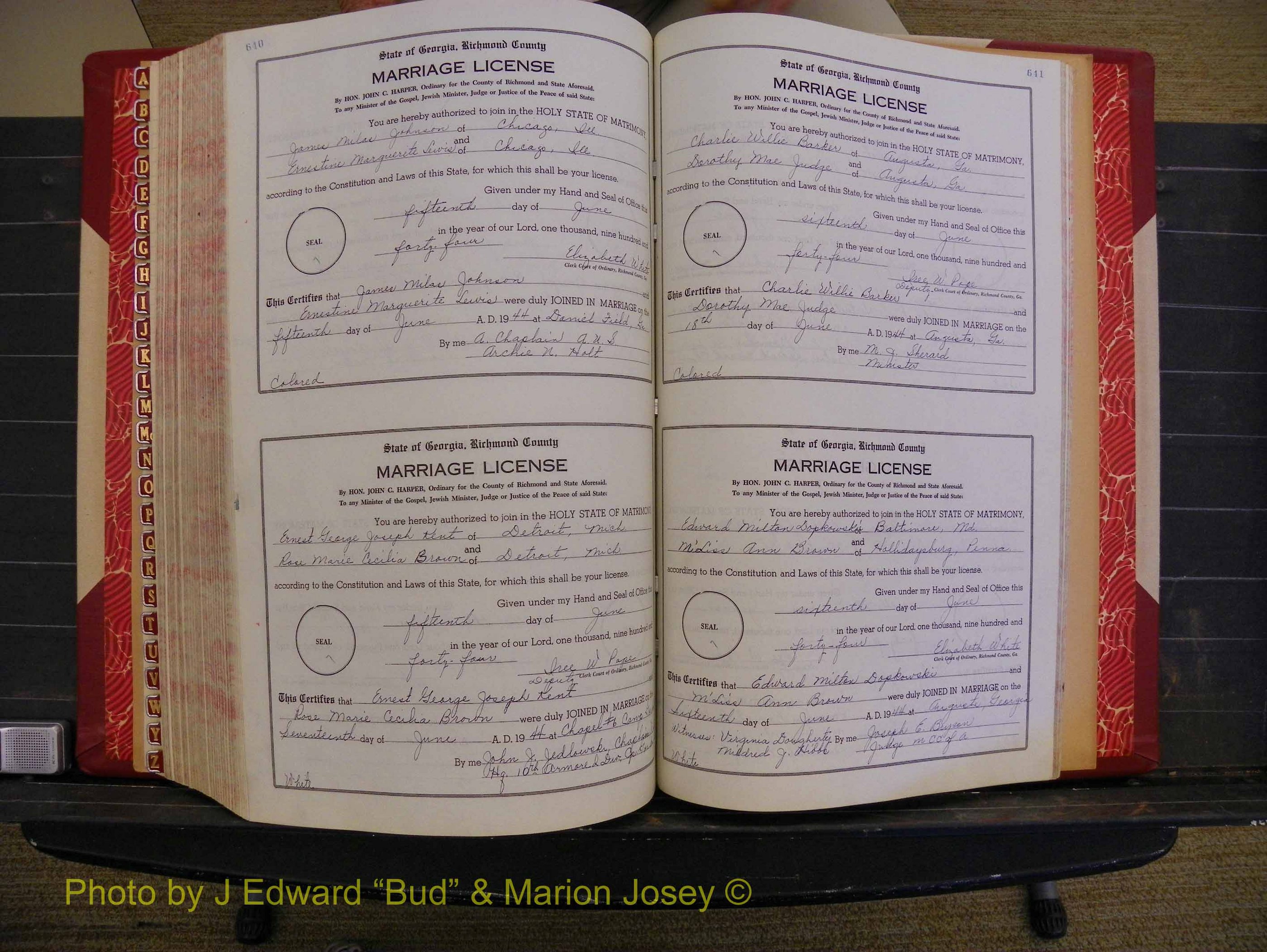 Richmond Marriages, Book V V, 1942-1944 P 640-641.JPG