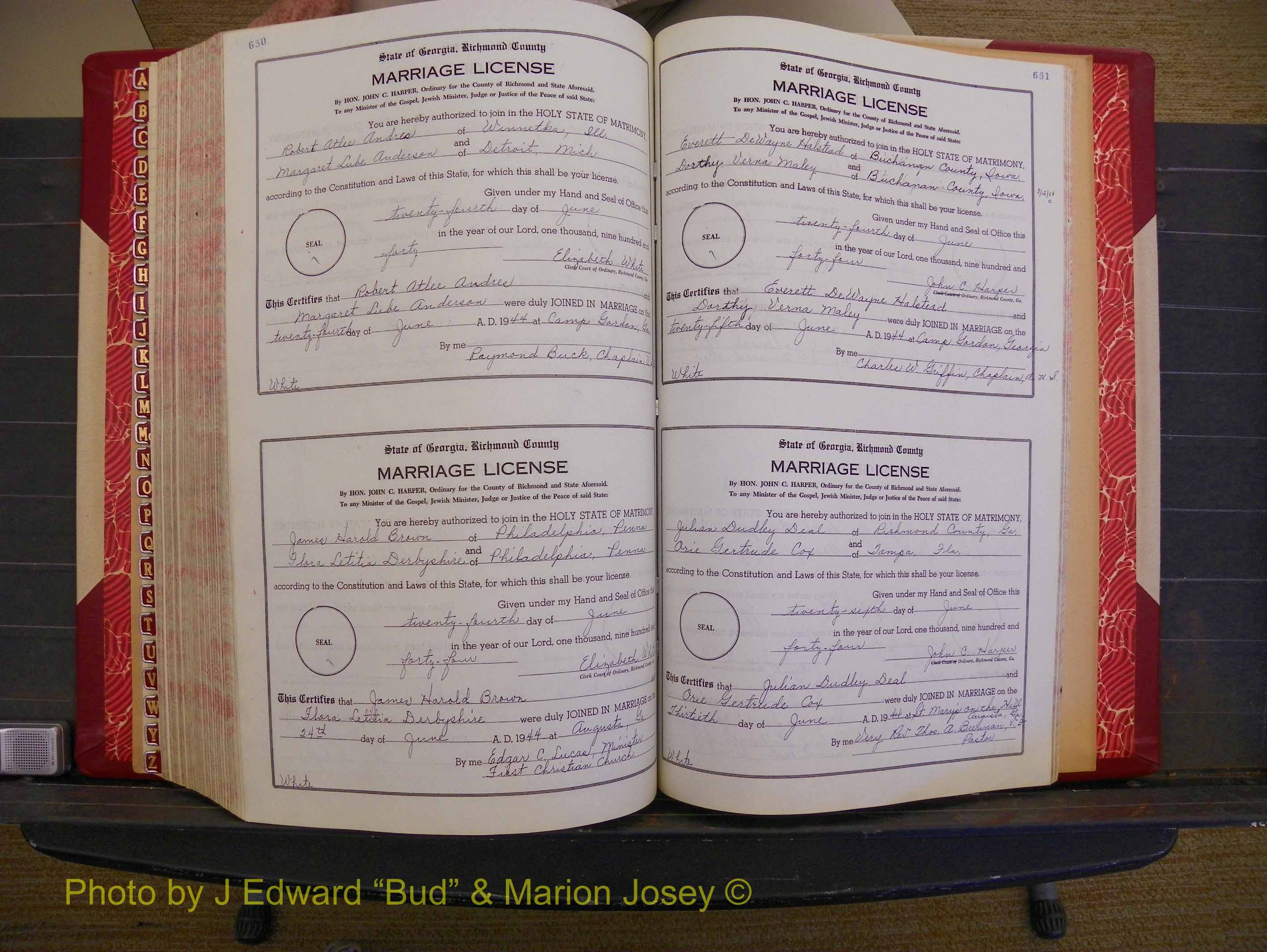 Richmond Marriages, Book V V, 1942-1944 P 650-651.JPG