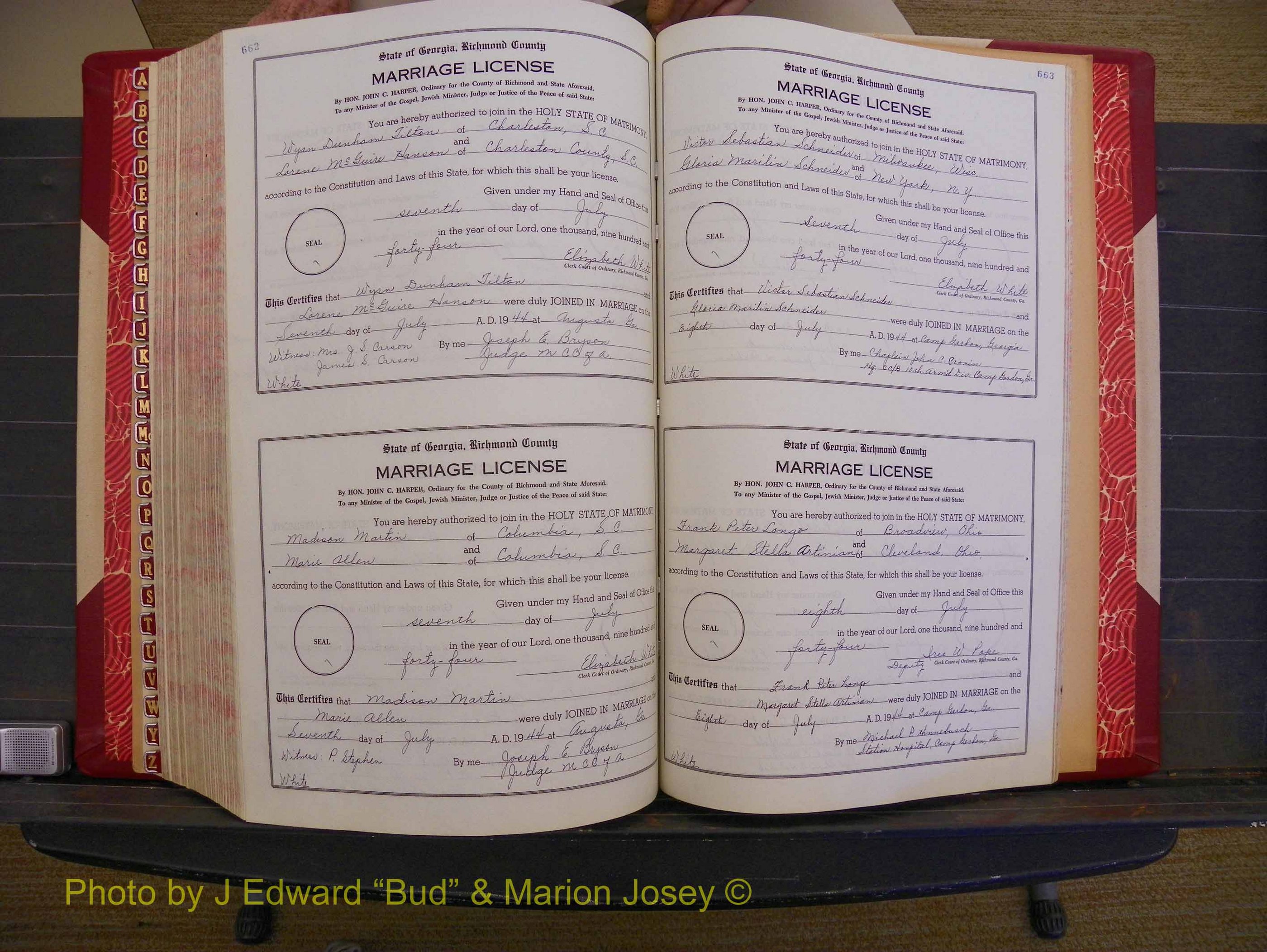 Richmond Marriages, Book V V, 1942-1944 P 662-663.JPG