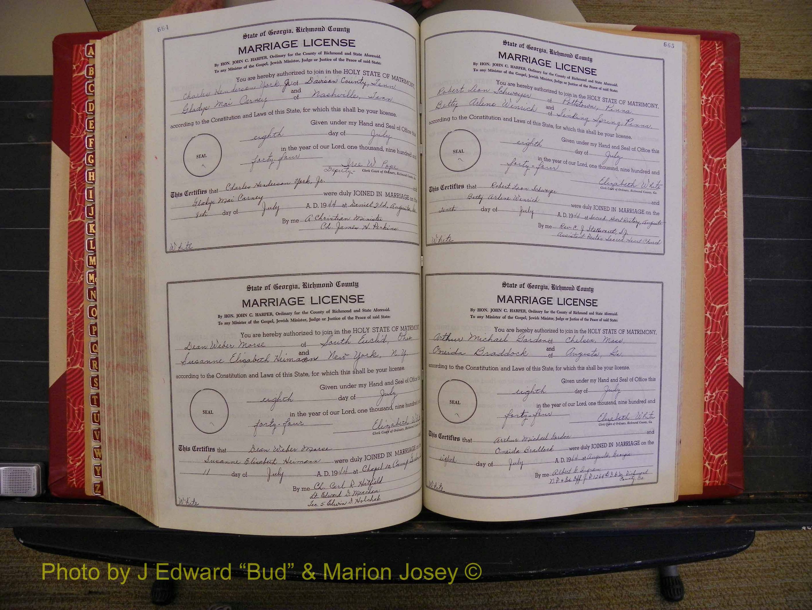 Richmond Marriages, Book V V, 1942-1944 P 664-665.JPG