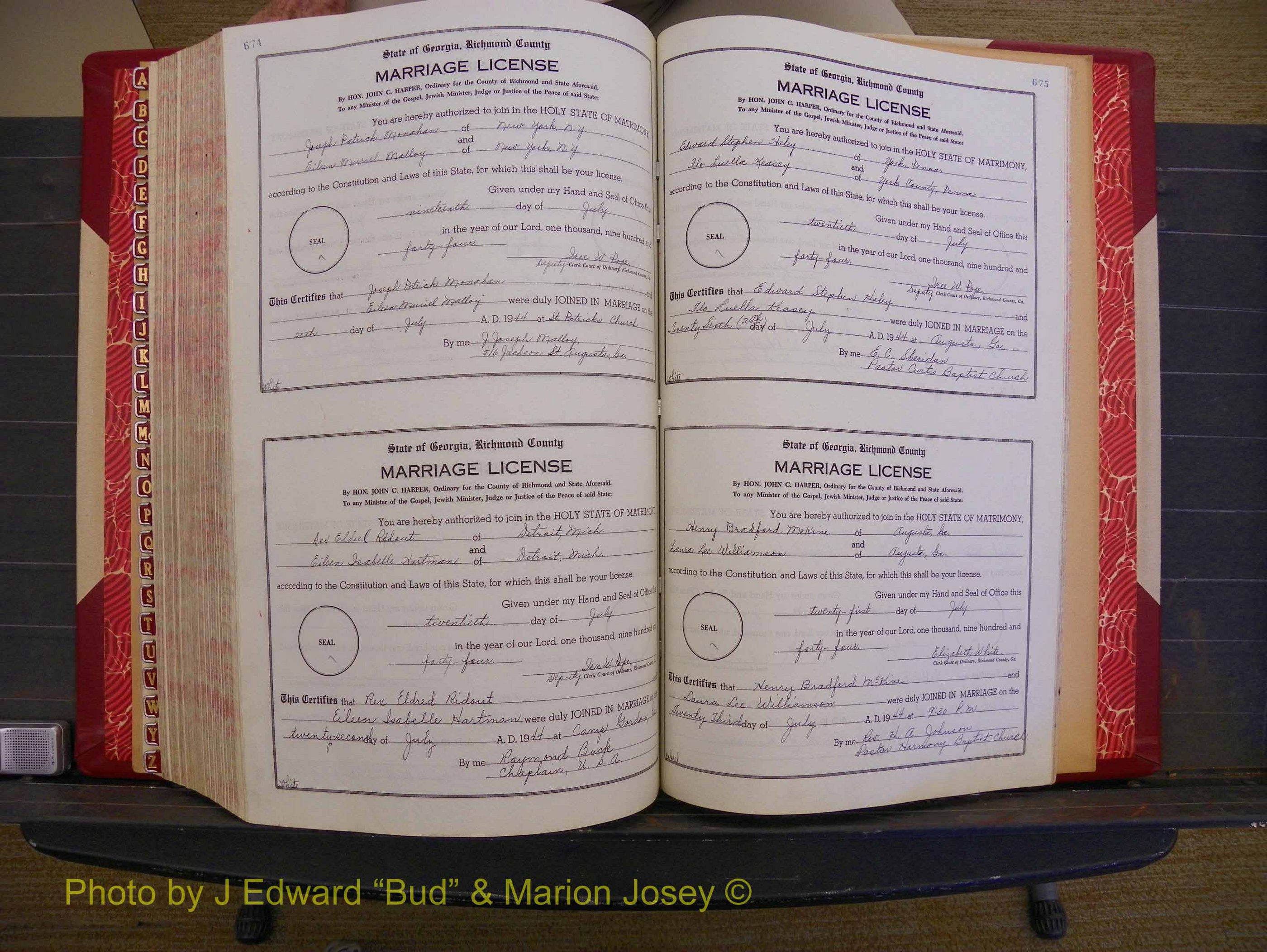 Richmond Marriages, Book V V, 1942-1944 P 674-675.JPG