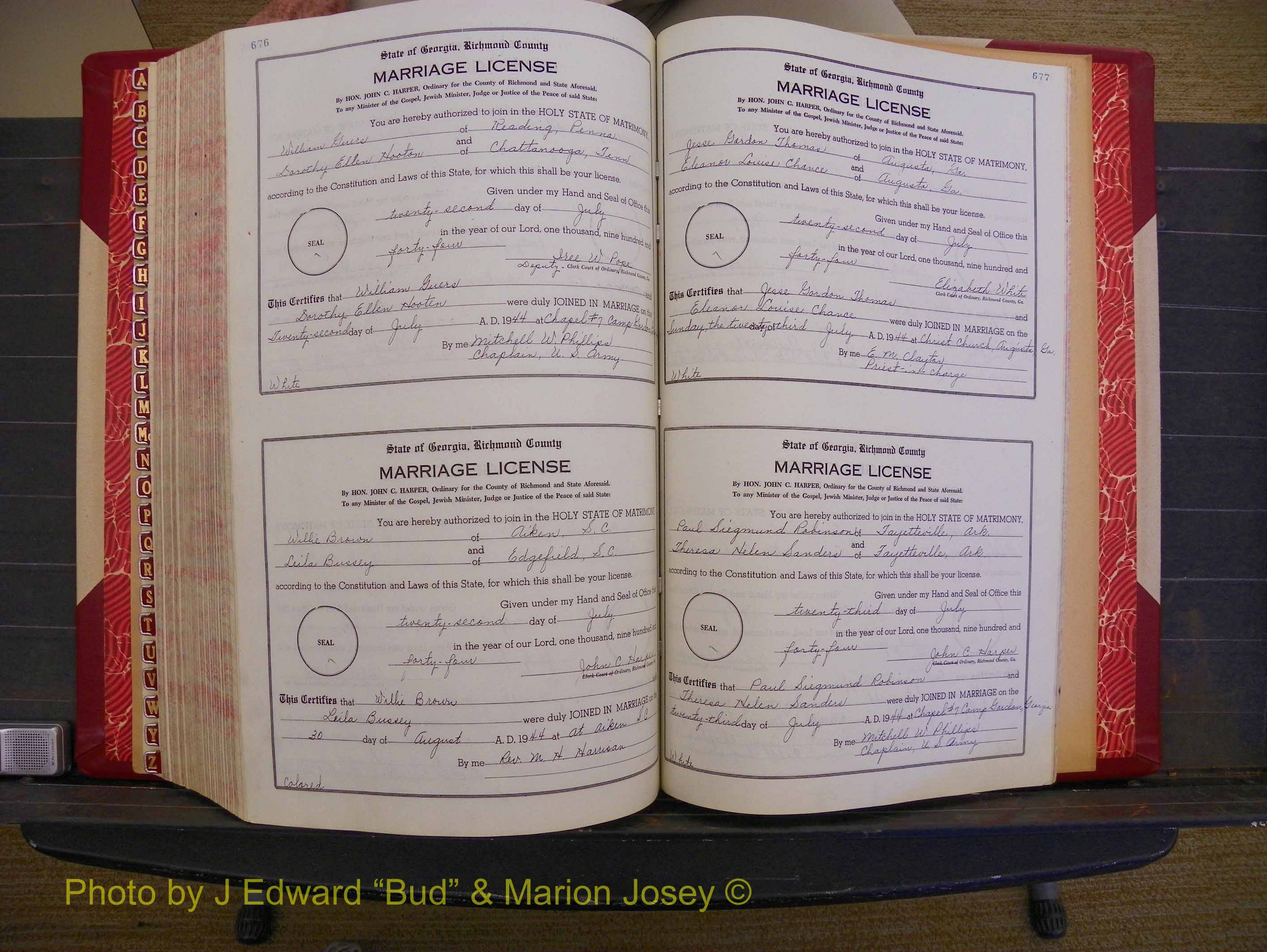 Richmond Marriages, Book V V, 1942-1944 P 676-677.JPG