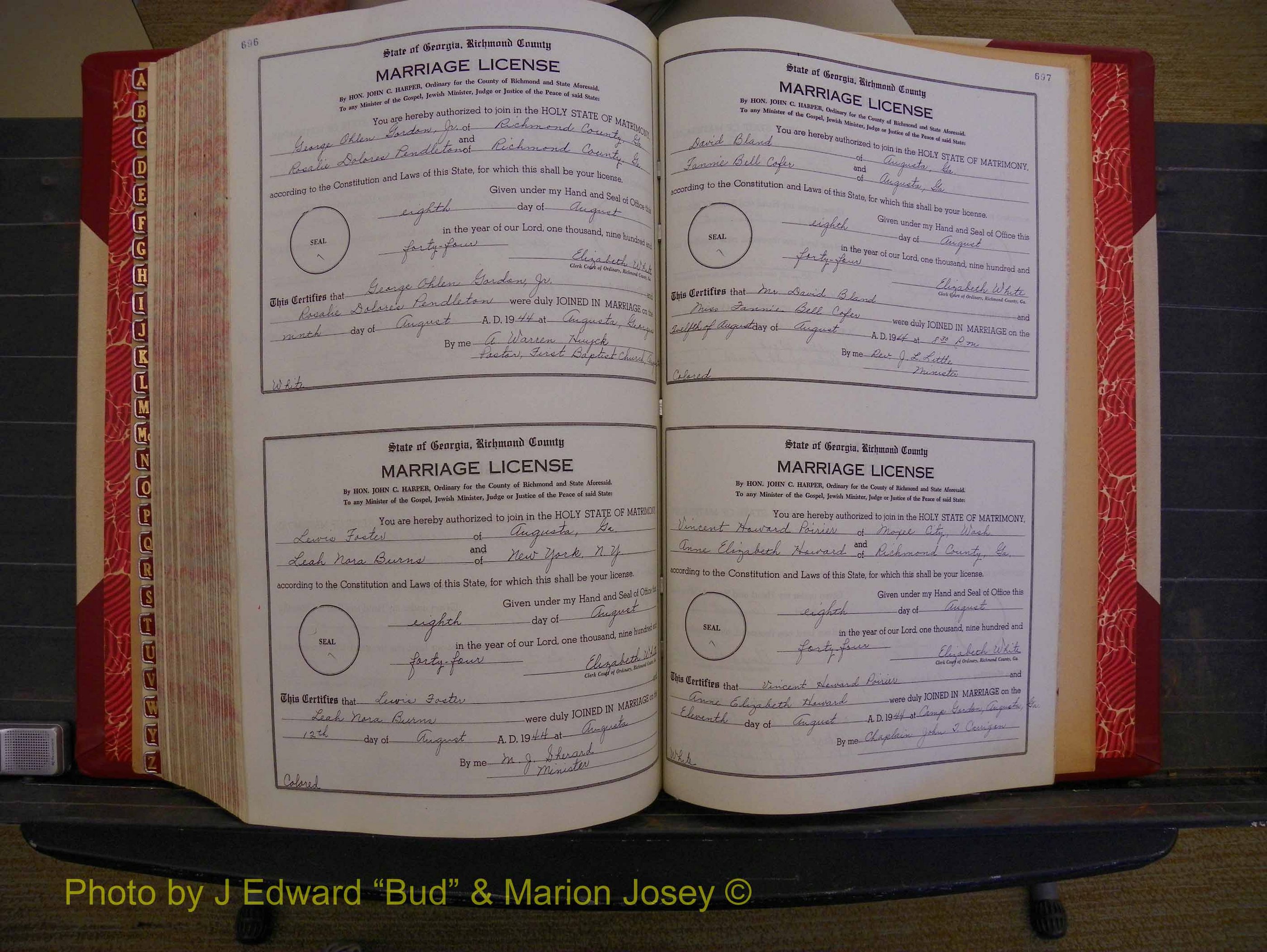 Richmond Marriages, Book V V, 1942-1944 P 696-697.JPG