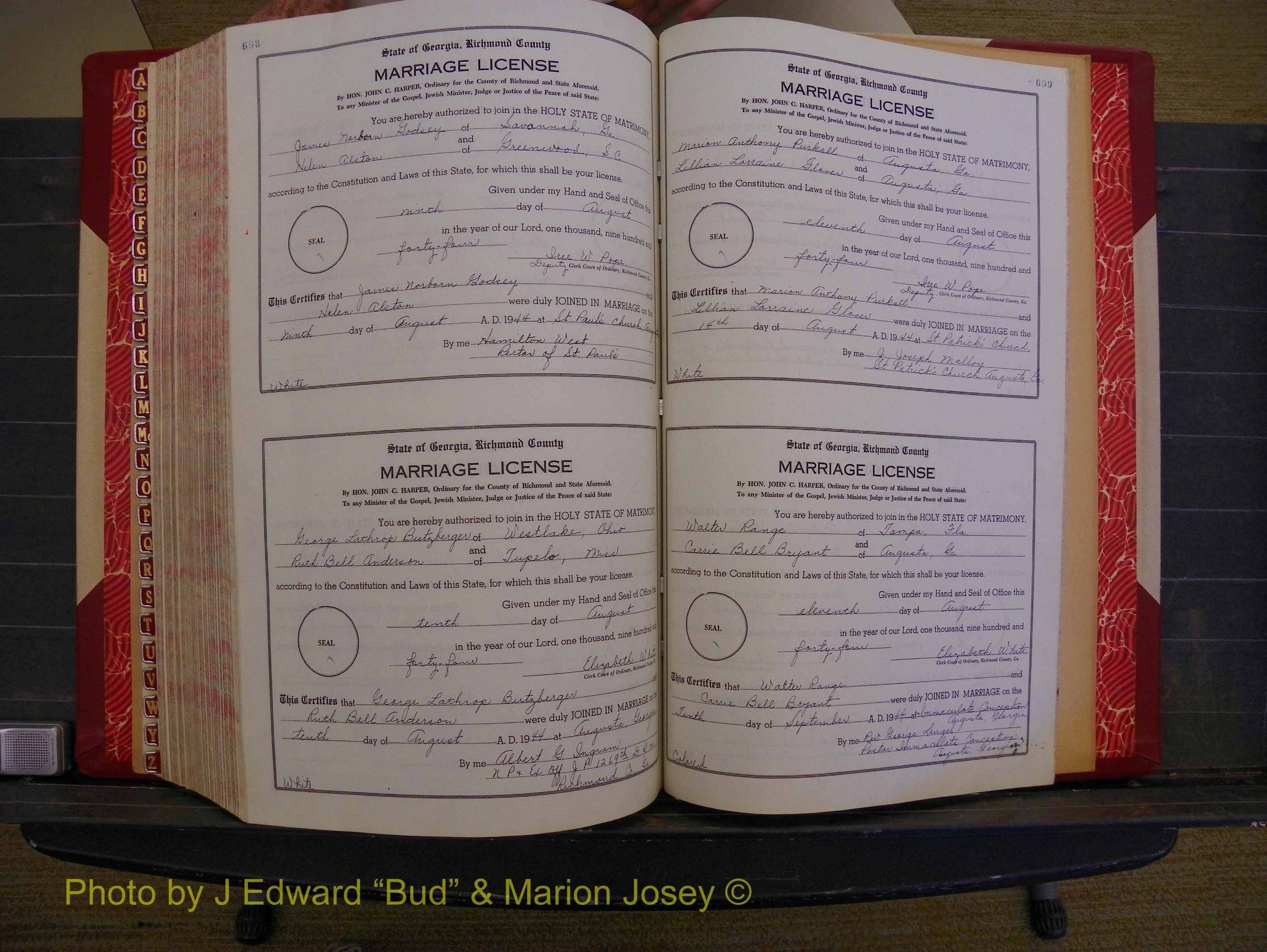 Richmond Marriages, Book V V, 1942-1944 P 698-699.JPG