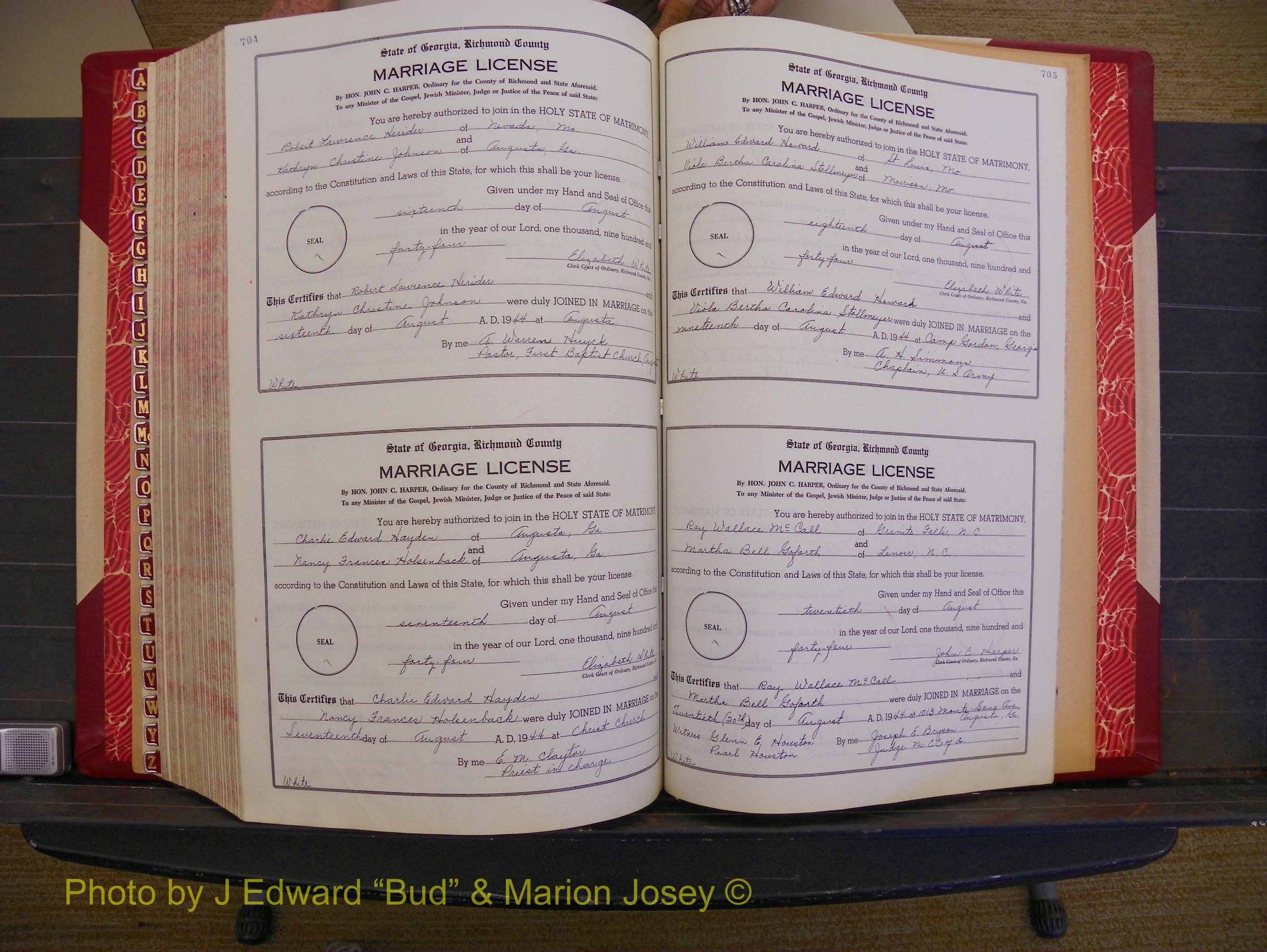 Richmond Marriages, Book V V, 1942-1944 P 704-705.JPG