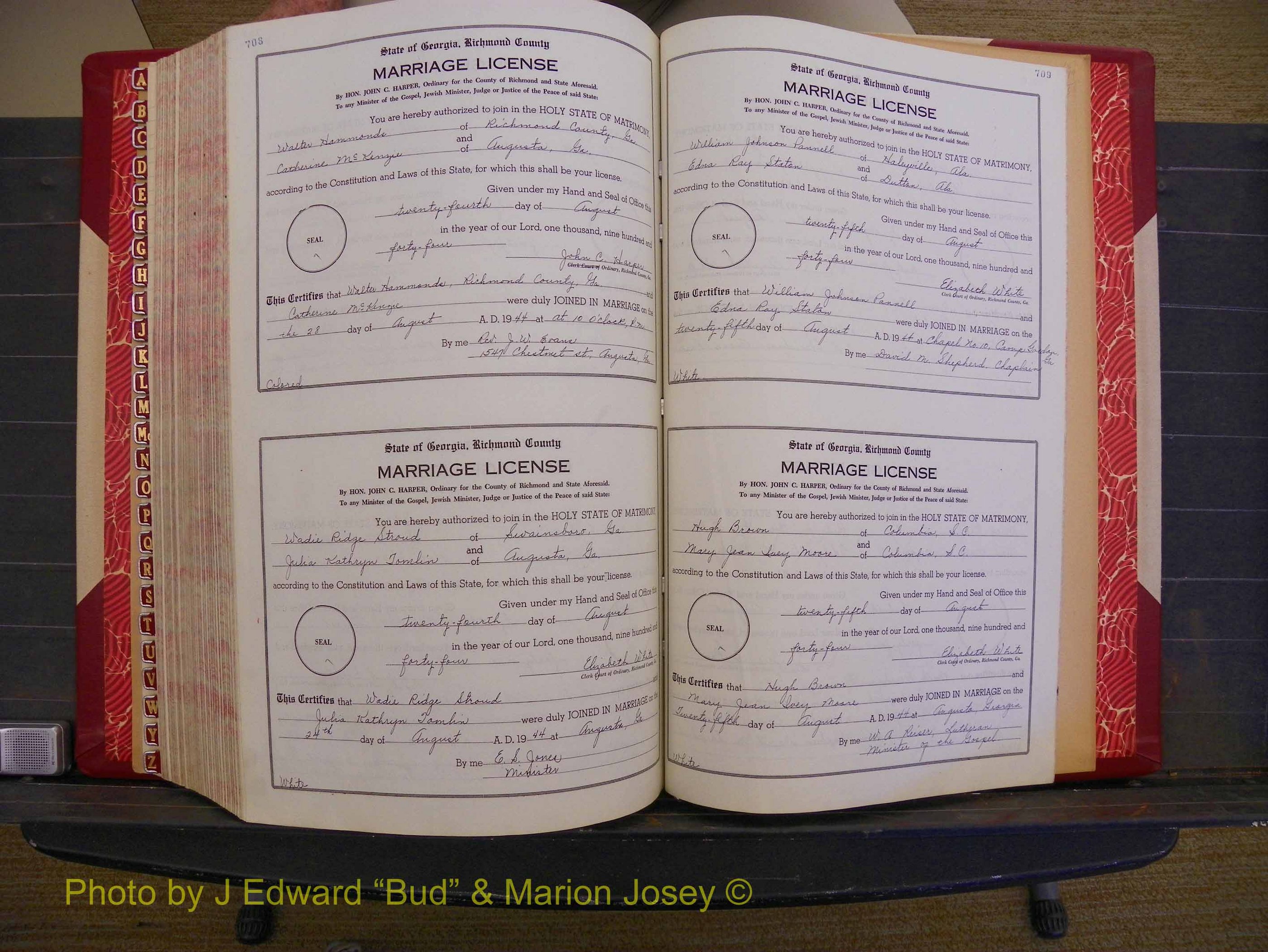 Richmond Marriages, Book V V, 1942-1944 P 708-709.JPG