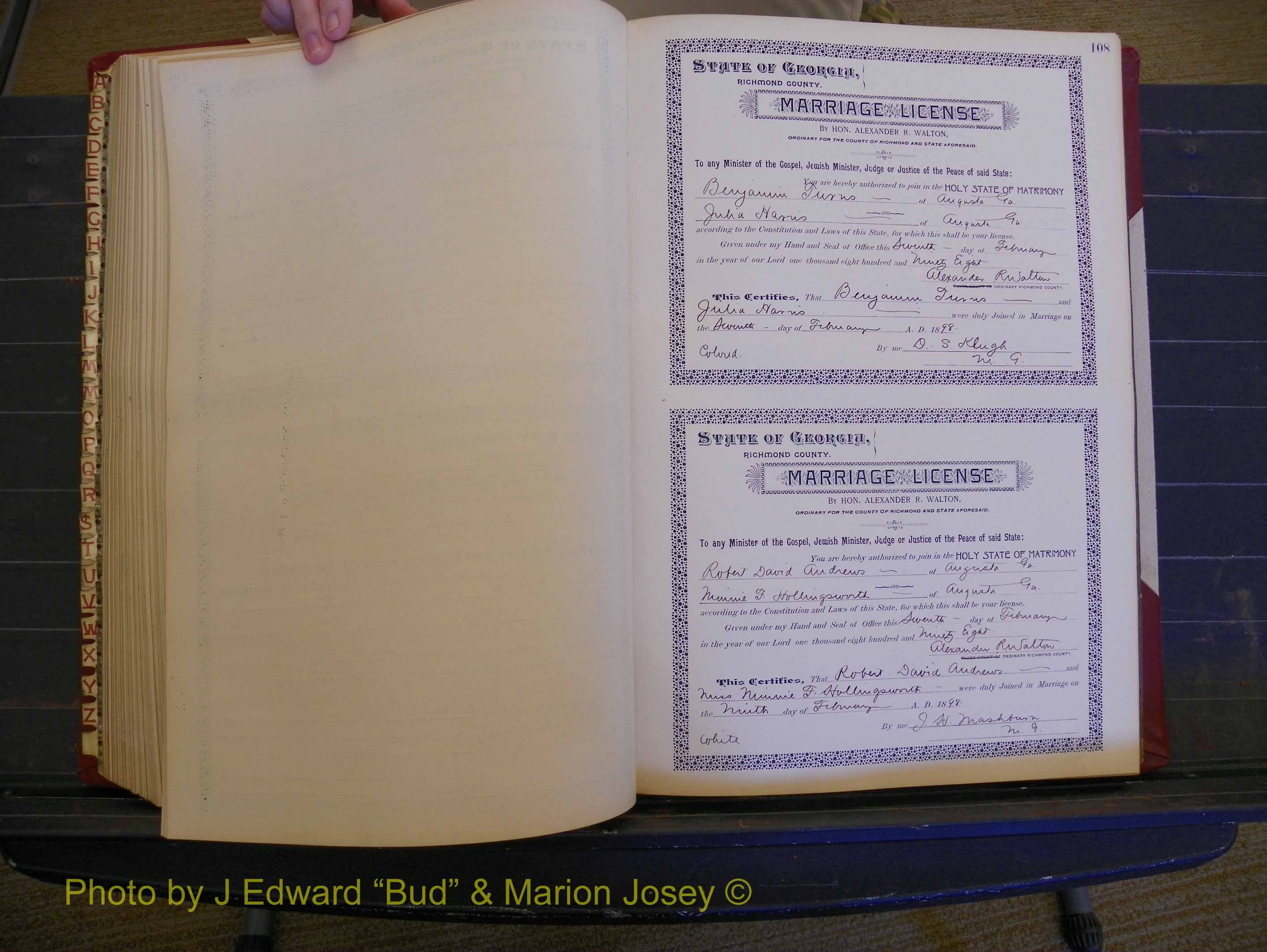 Richmond Marriages, Book V, 1897-1898 P 108.JPG