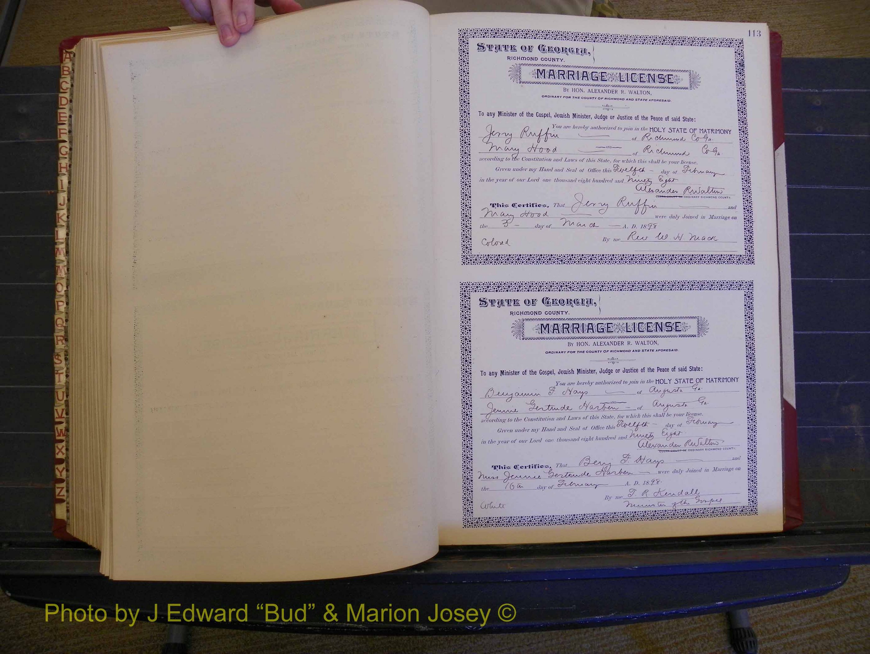 Richmond Marriages, Book V, 1897-1898 P 113.JPG