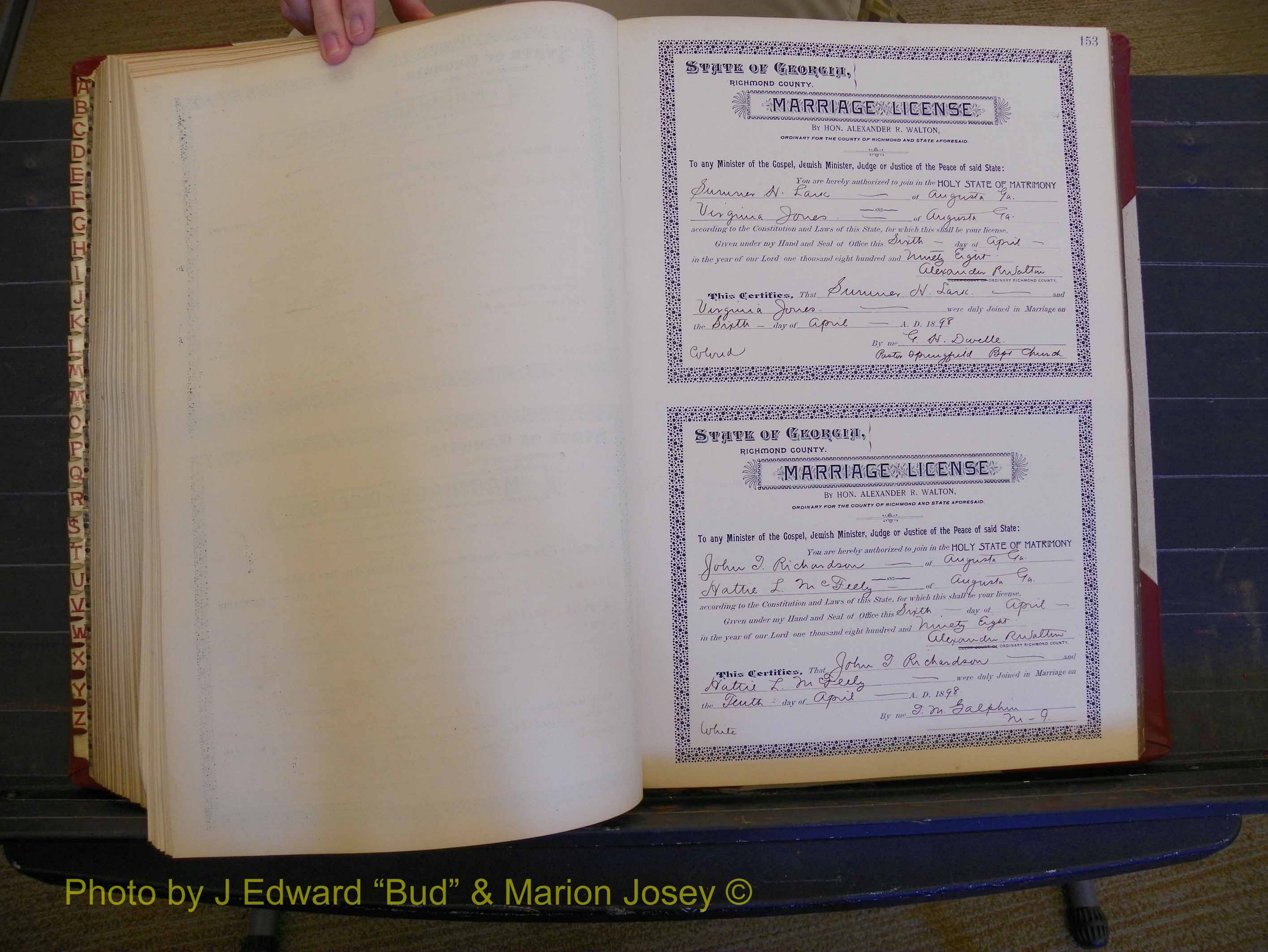 Richmond Marriages, Book V, 1897-1898 P 153.JPG