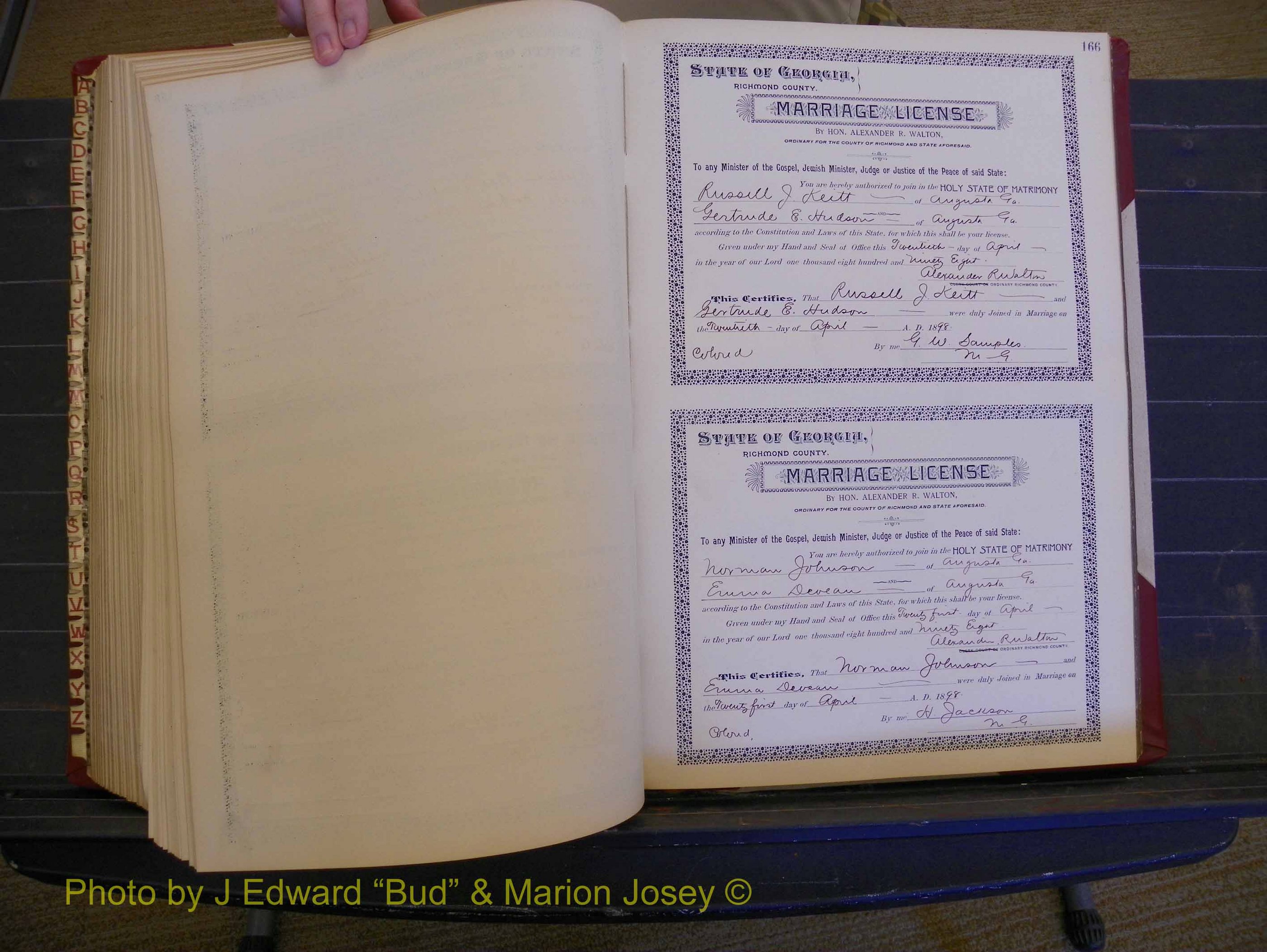 Richmond Marriages, Book V, 1897-1898 P 166.JPG