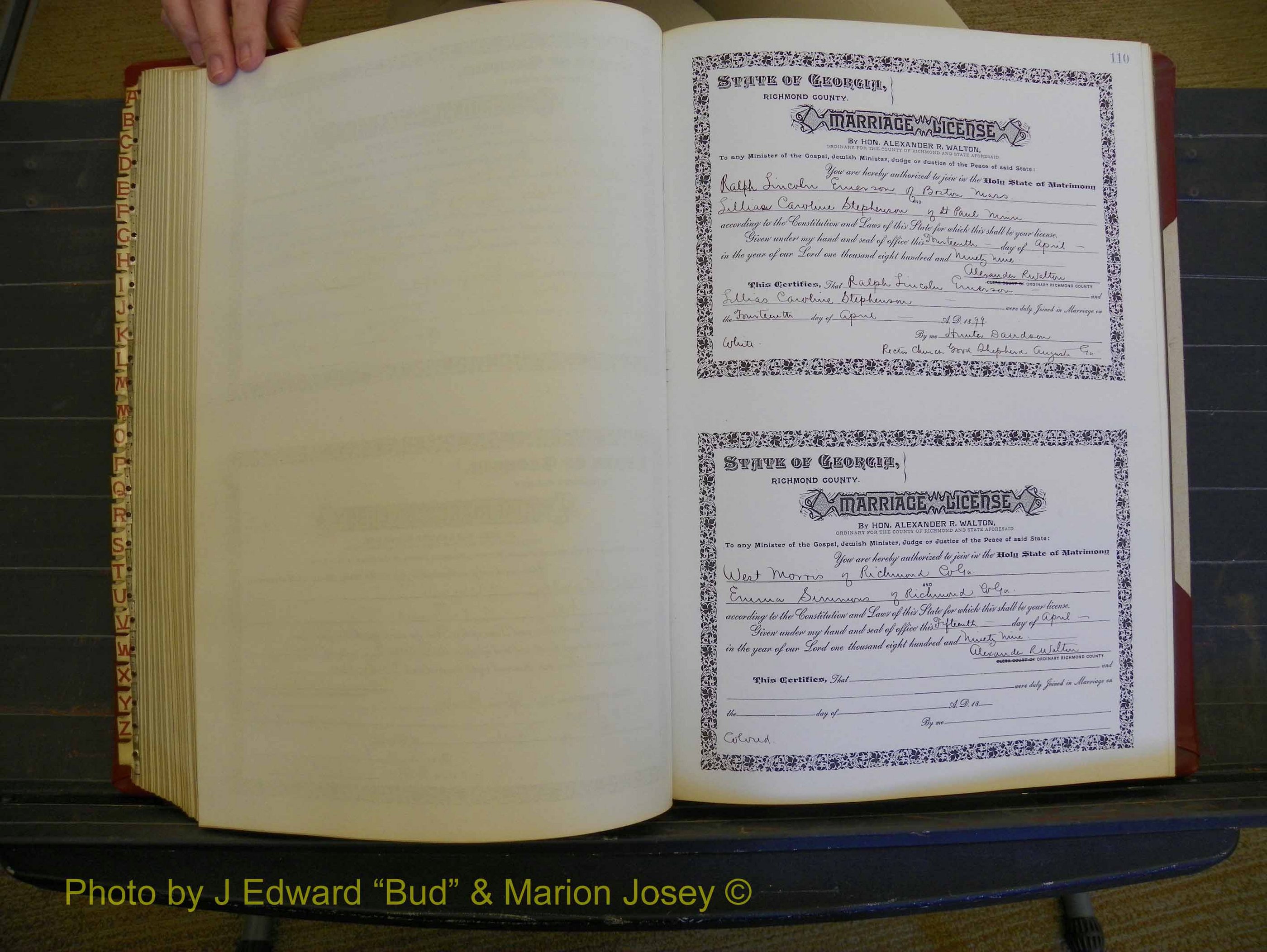 Richmond Marriages, Book W, 1898-1899 P 110.JPG