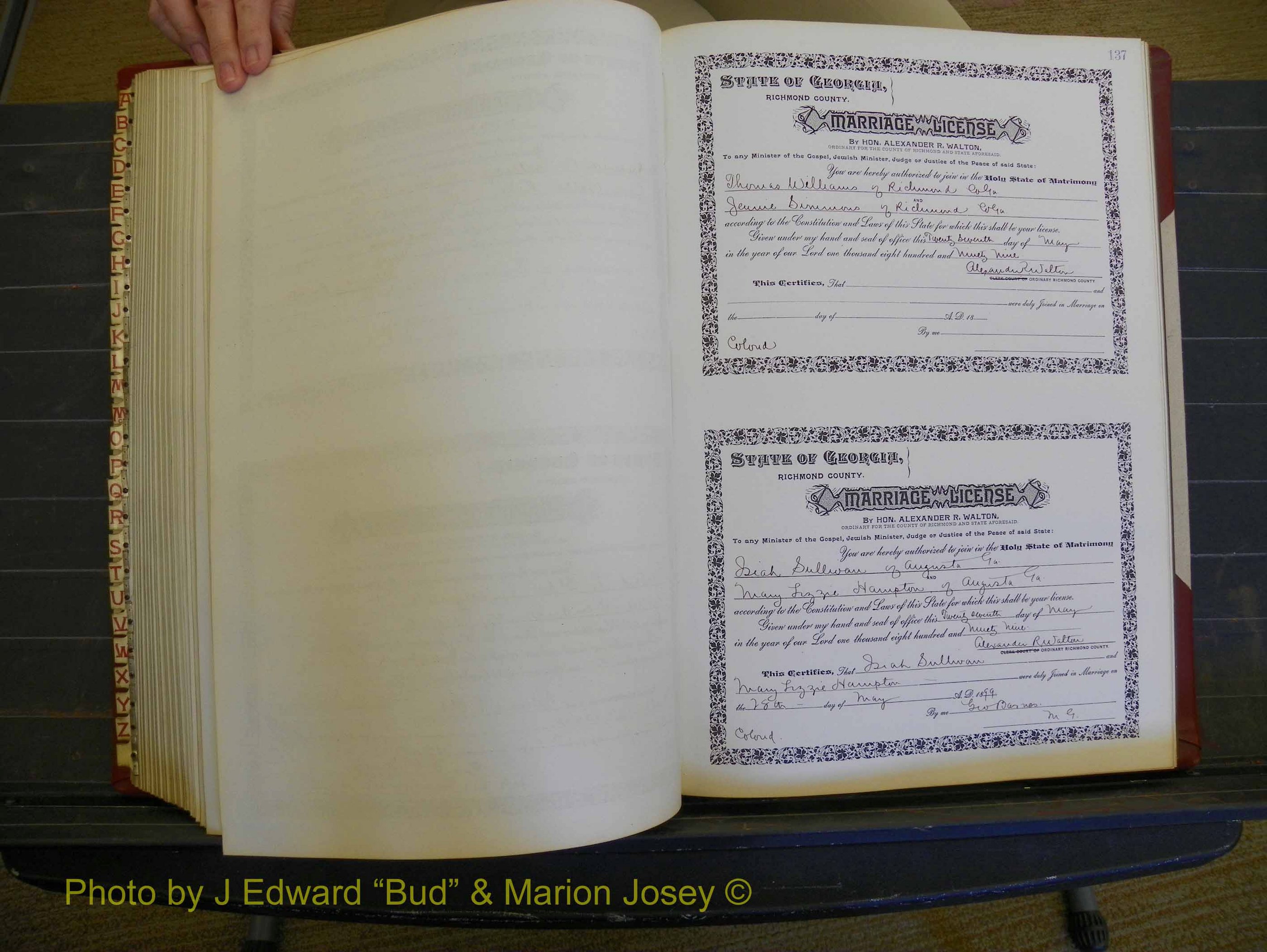 Richmond Marriages, Book W, 1898-1899 P 137.JPG