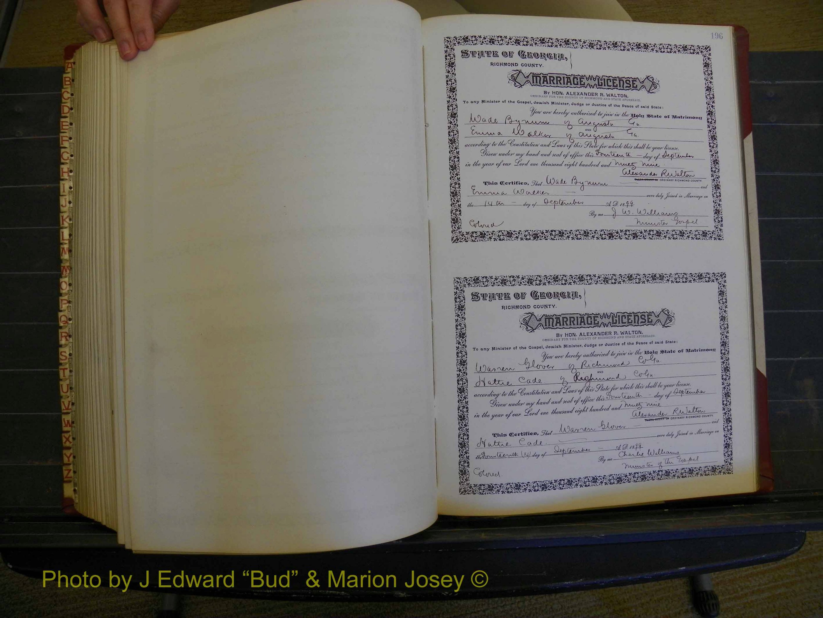 Richmond Marriages, Book W, 1898-1899 P 196.JPG
