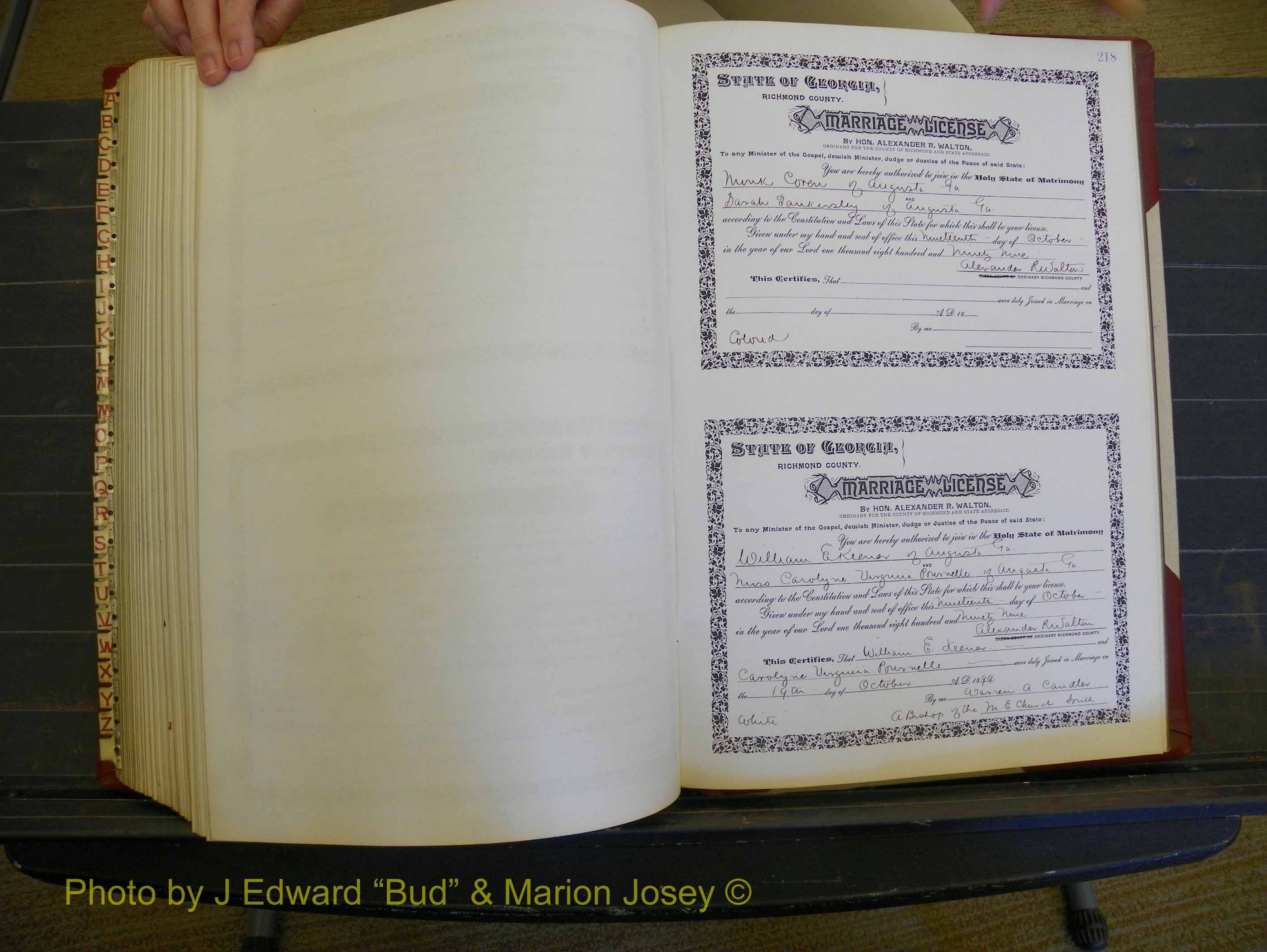 Richmond Marriages, Book W, 1898-1899 P 218.JPG