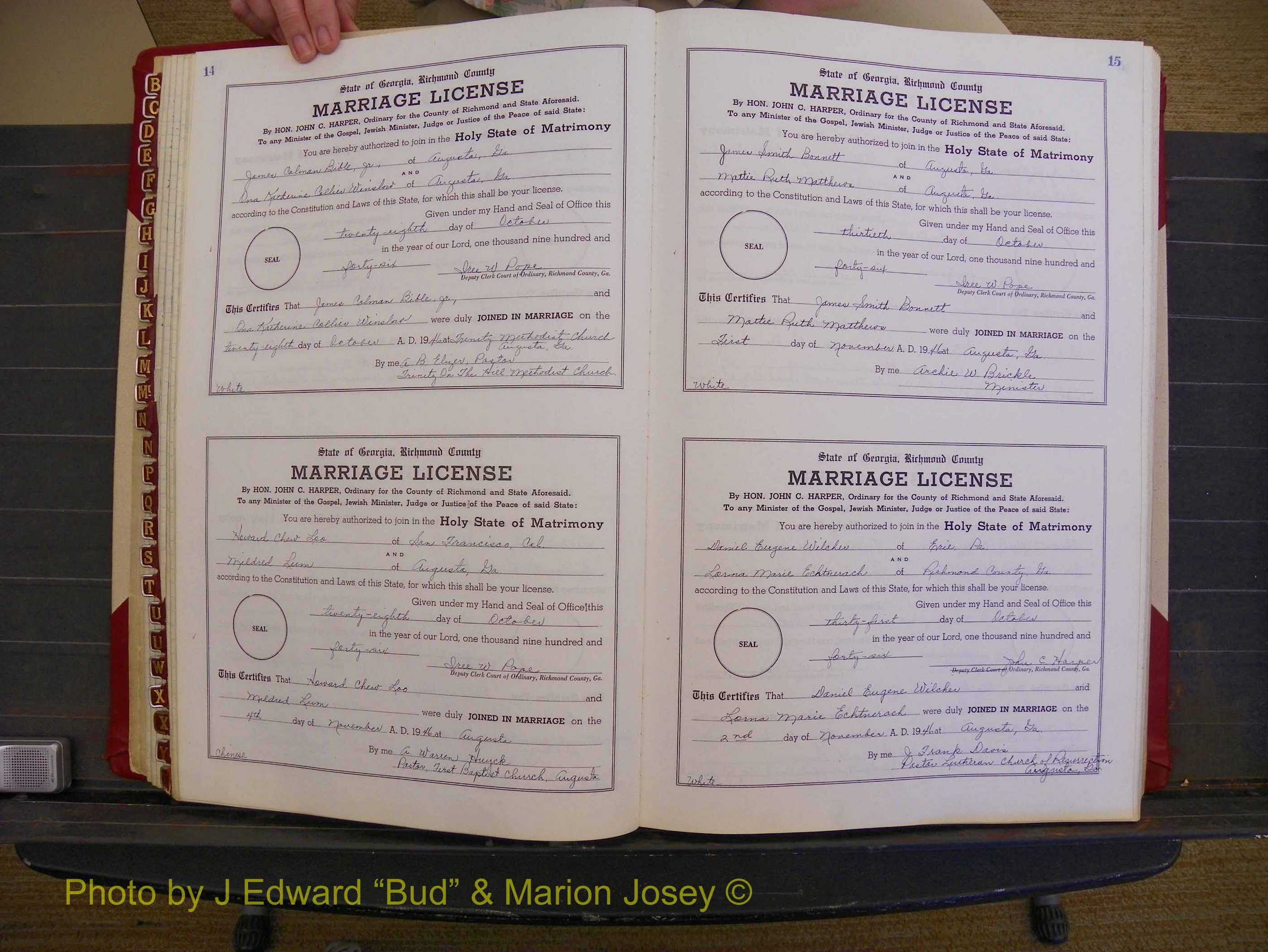 Richmond Marriages, Book XX, 1946-1948 P 014-015.JPG