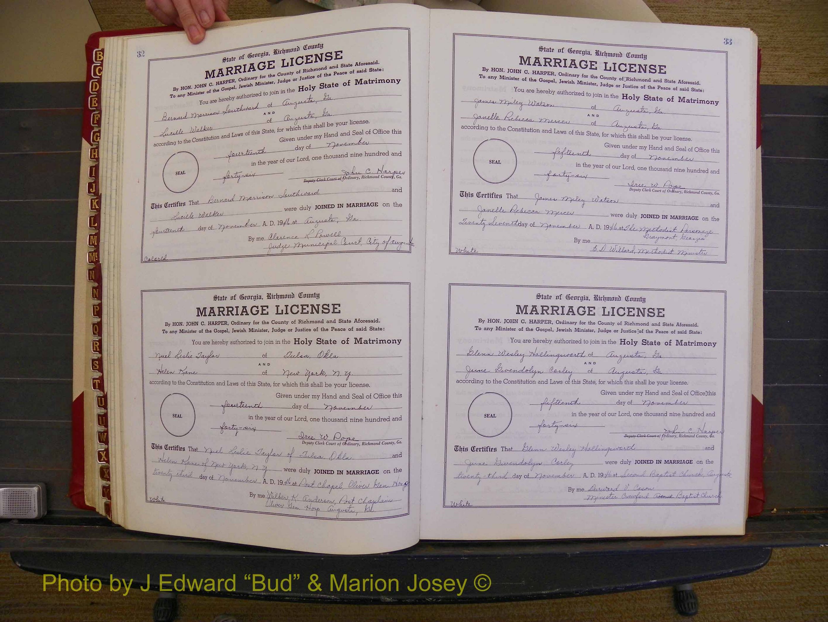 Richmond Marriages, Book XX, 1946-1948 P 032-033.JPG