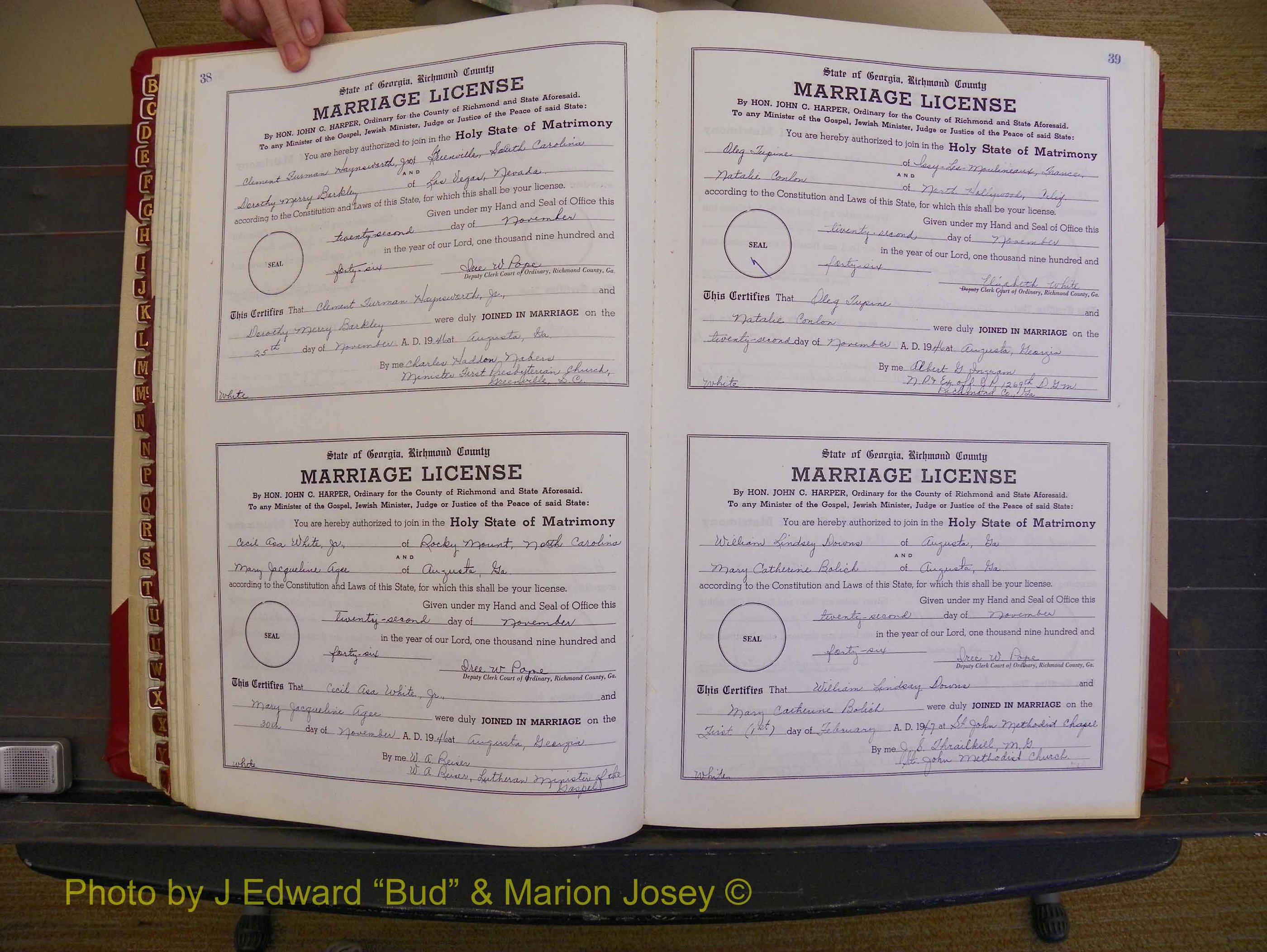 Richmond Marriages, Book XX, 1946-1948 P 038-039.JPG