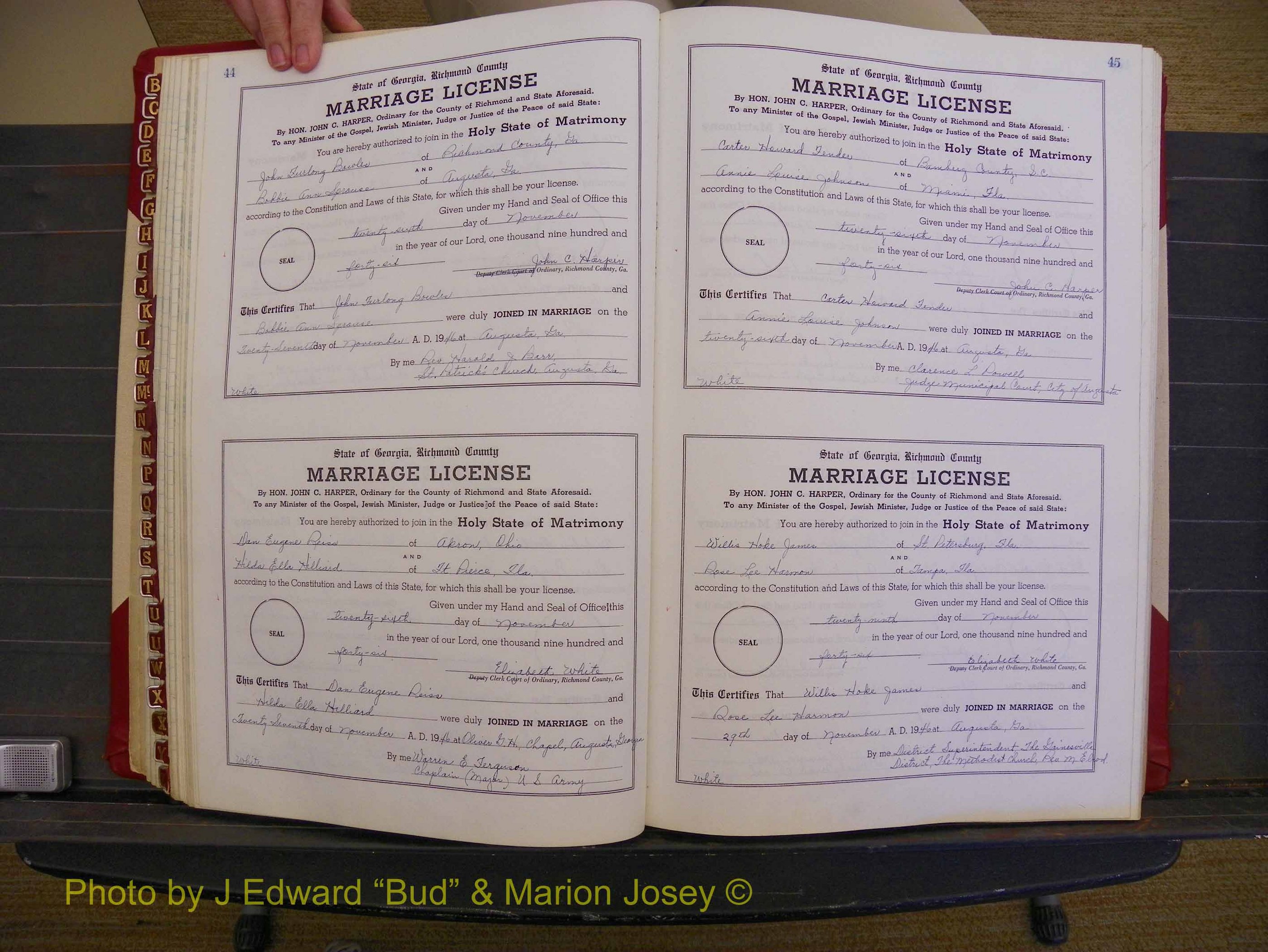 Richmond Marriages, Book XX, 1946-1948 P 044-045.JPG