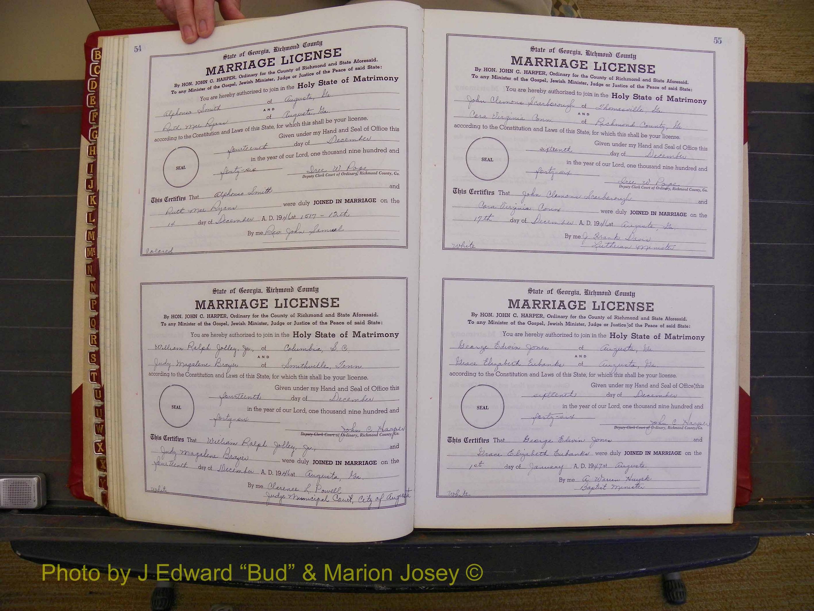 Richmond Marriages, Book XX, 1946-1948 P 054-055.JPG