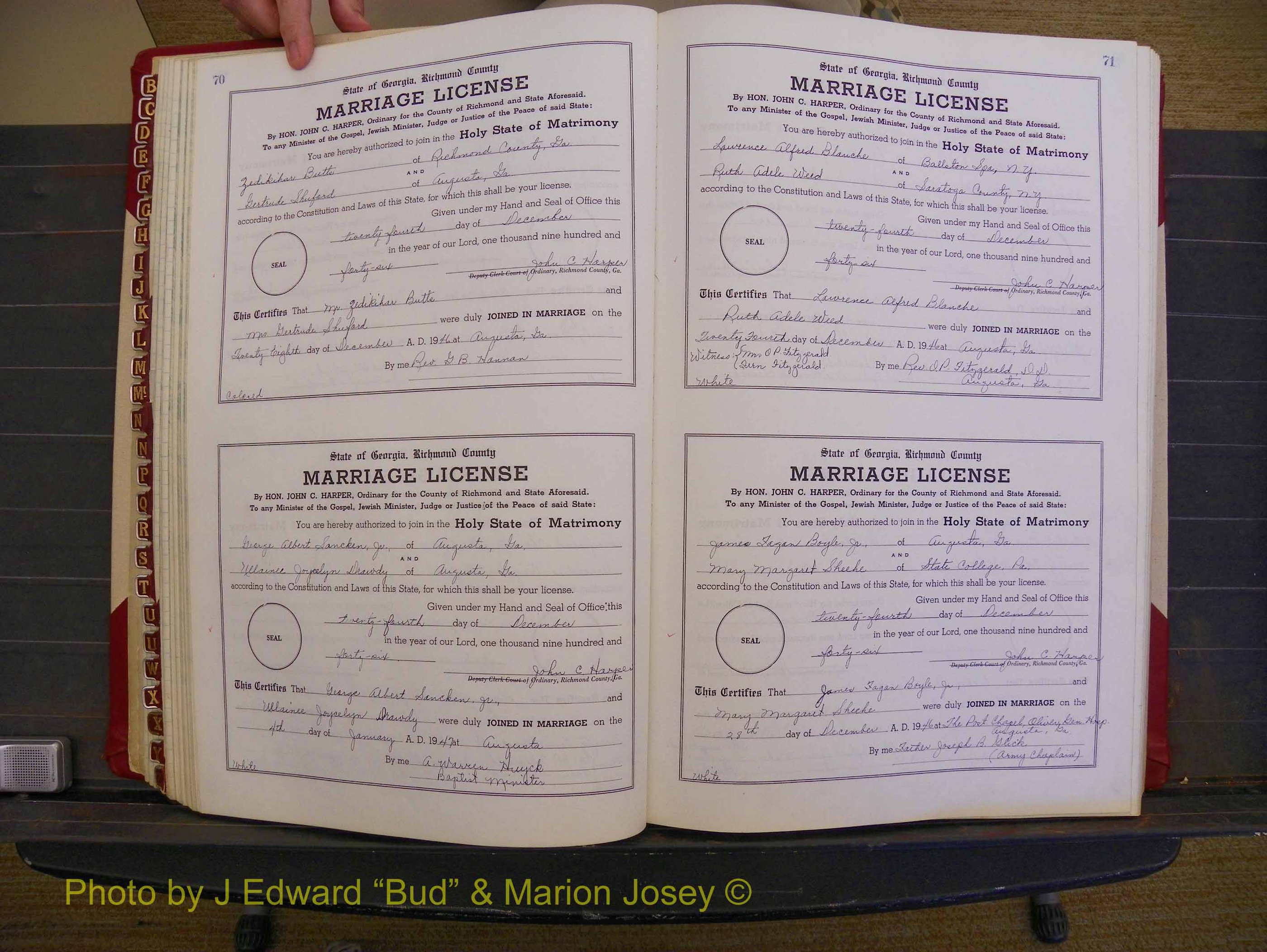 Richmond Marriages, Book XX, 1946-1948 P 070-071.JPG