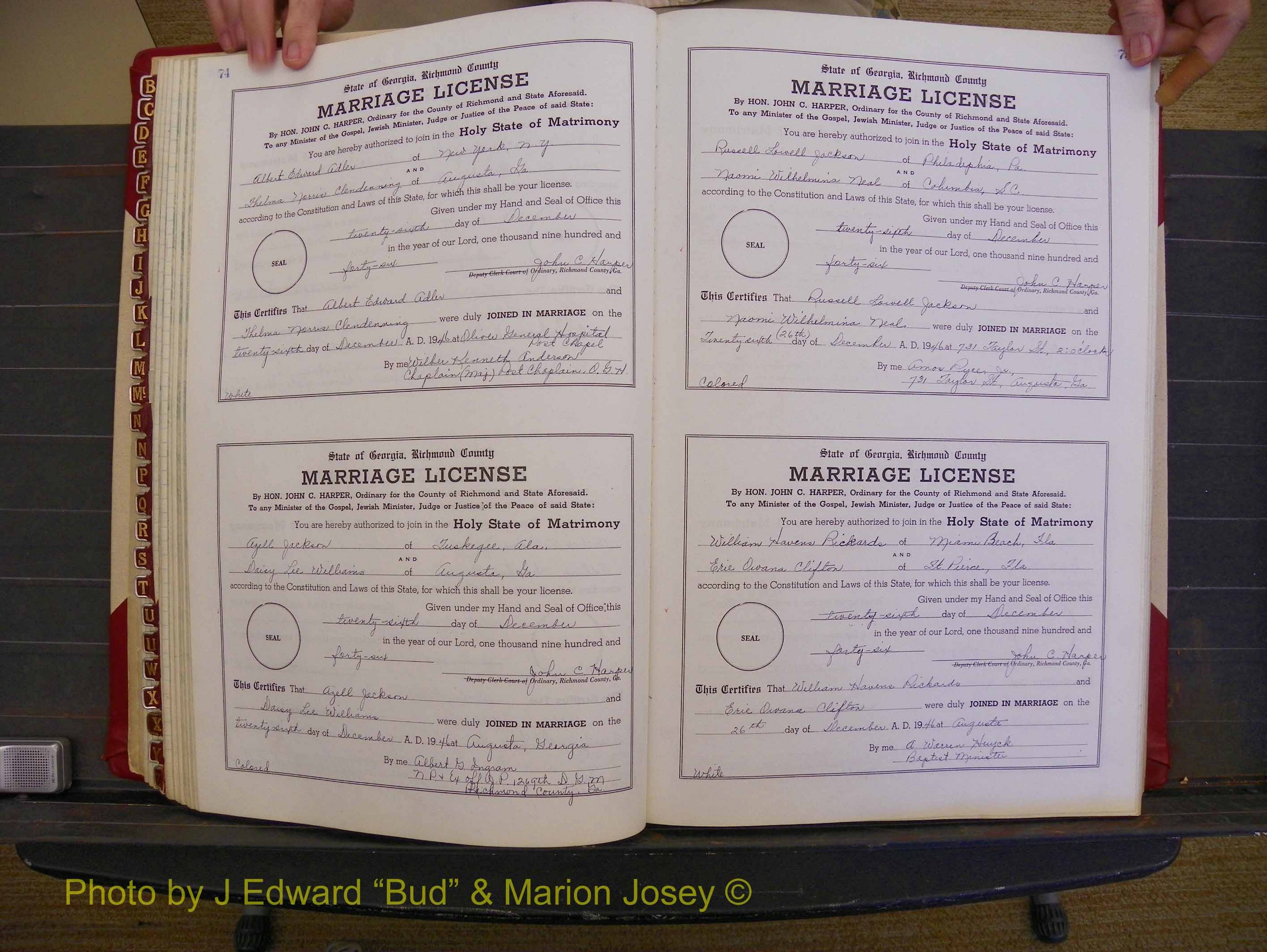 Richmond Marriages, Book XX, 1946-1948 P 074-075.JPG