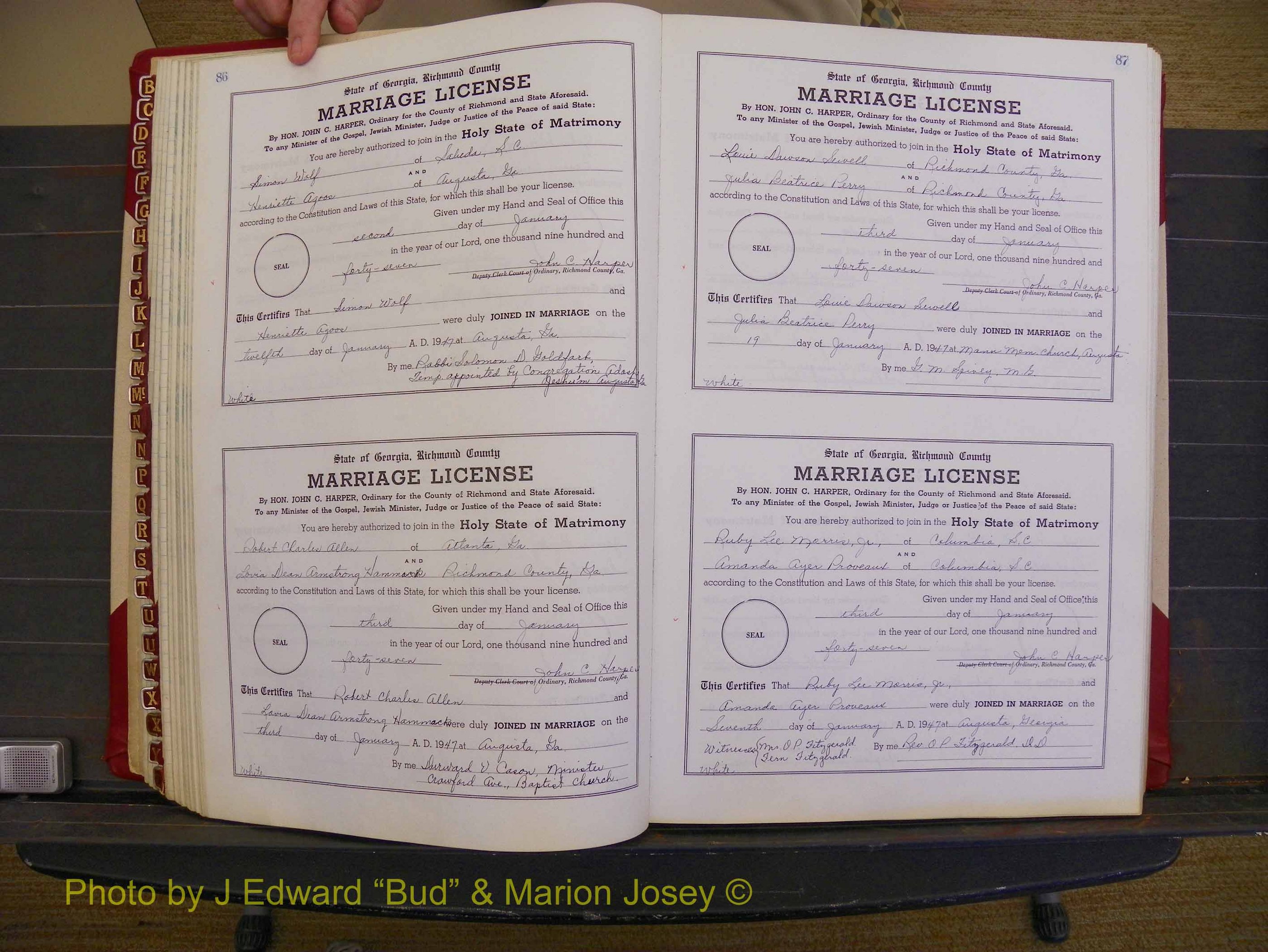 Richmond Marriages, Book XX, 1946-1948 P 086-087.JPG