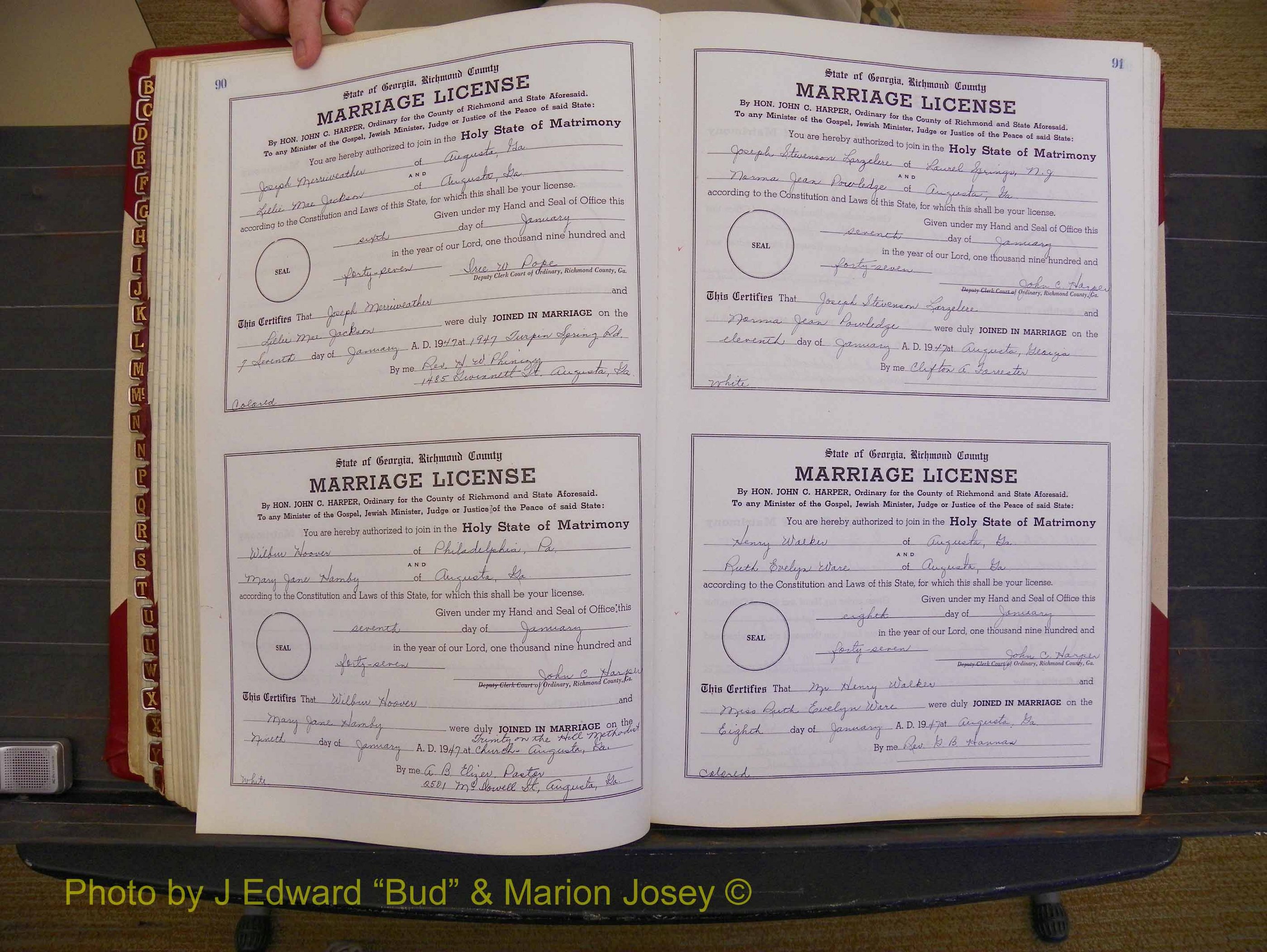 Richmond Marriages, Book XX, 1946-1948 P 090-091.JPG