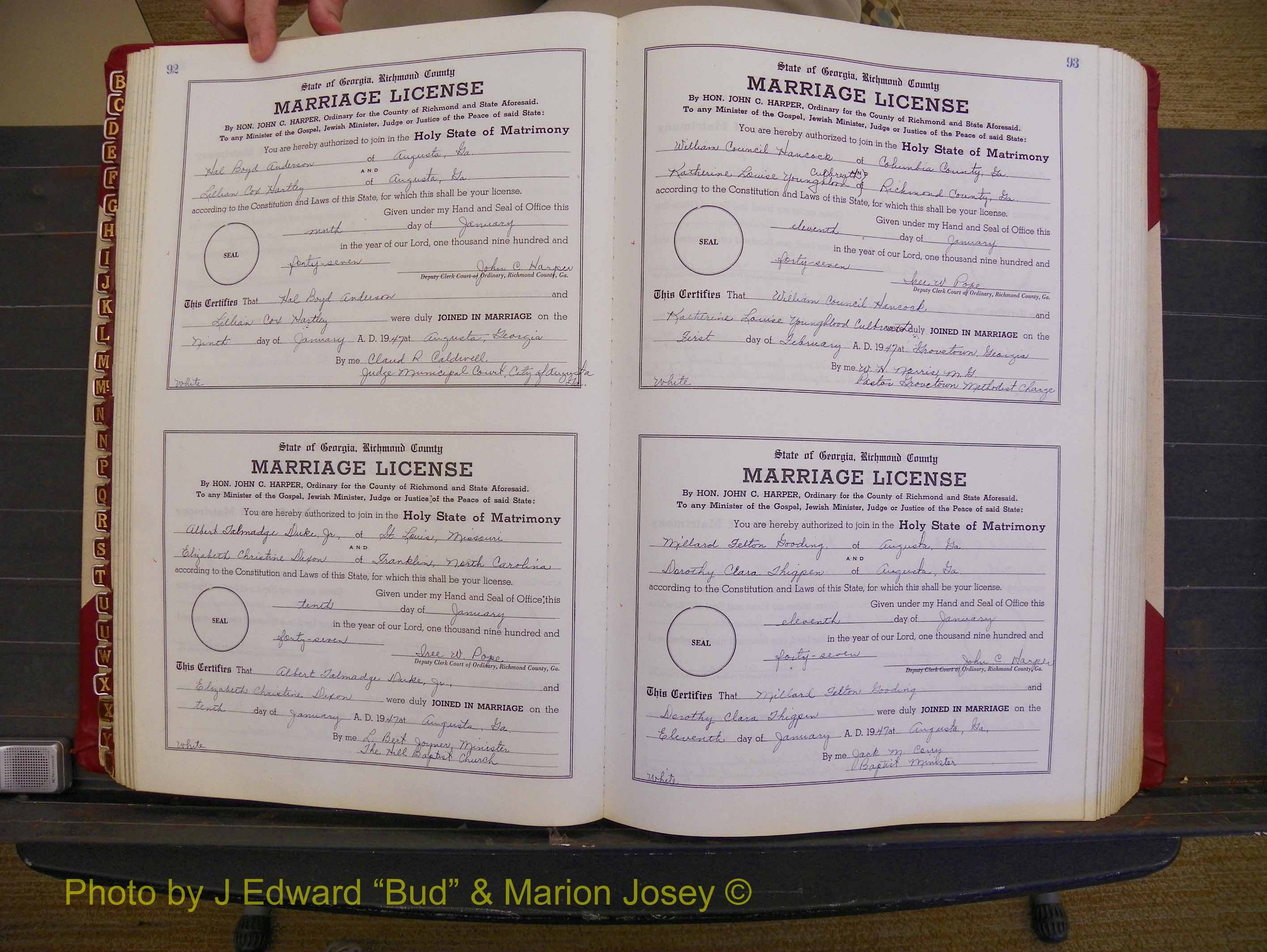 Richmond Marriages, Book XX, 1946-1948 P 092-093.JPG
