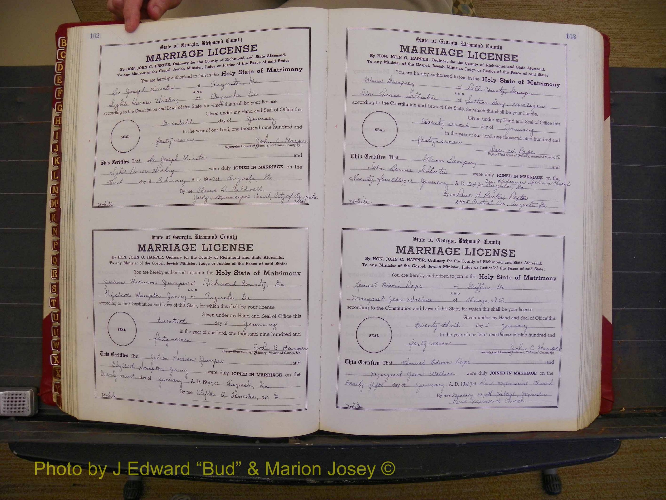 Richmond Marriages, Book XX, 1946-1948 P 102-103.JPG