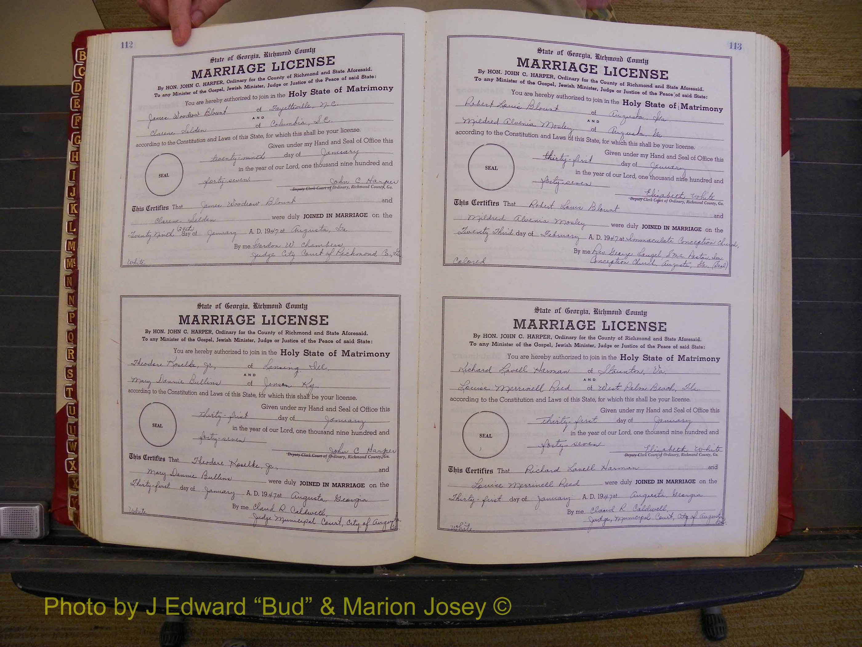 Richmond Marriages, Book XX, 1946-1948 P 112-113.JPG