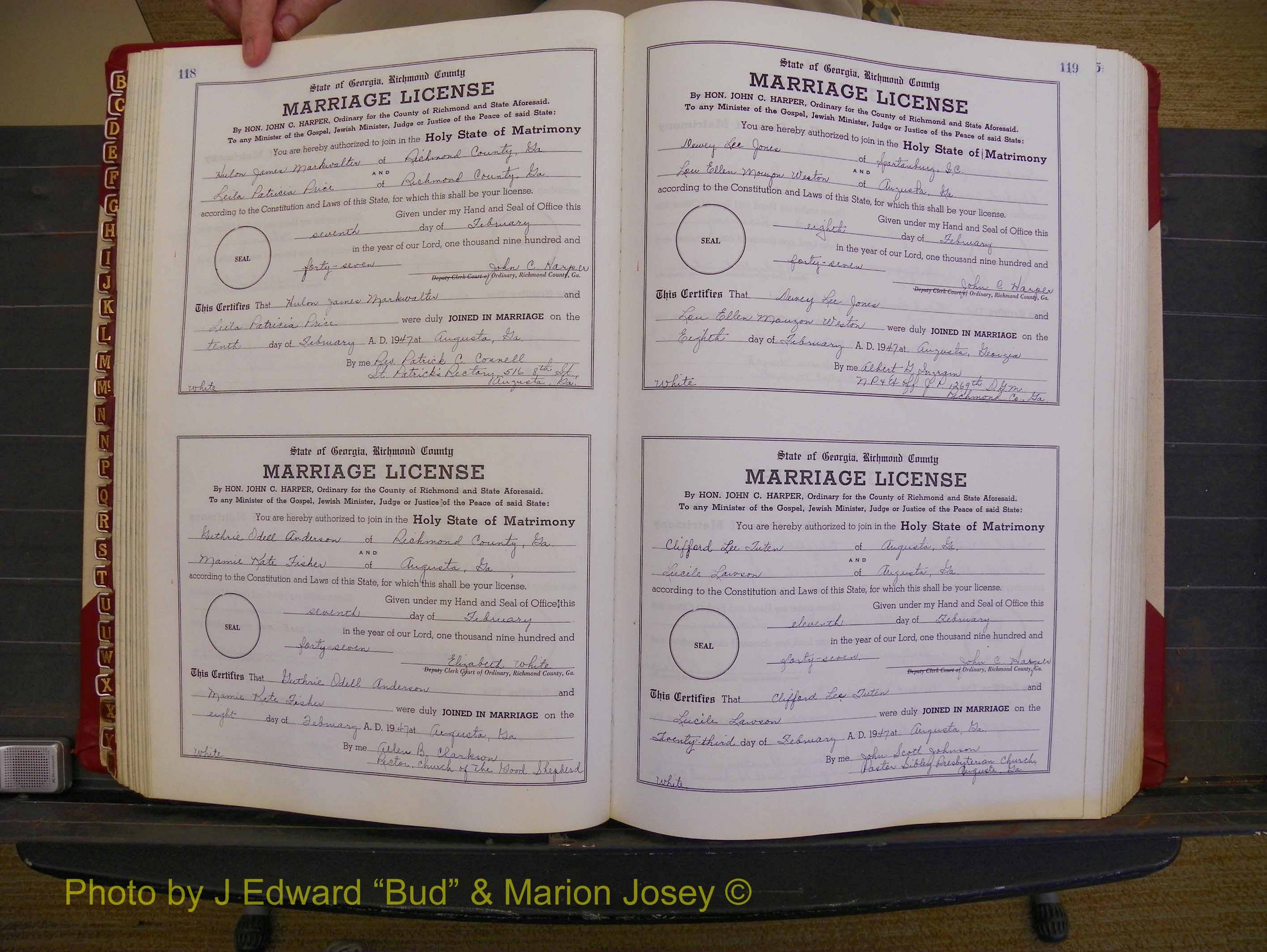 Richmond Marriages, Book XX, 1946-1948 P 118-119.JPG