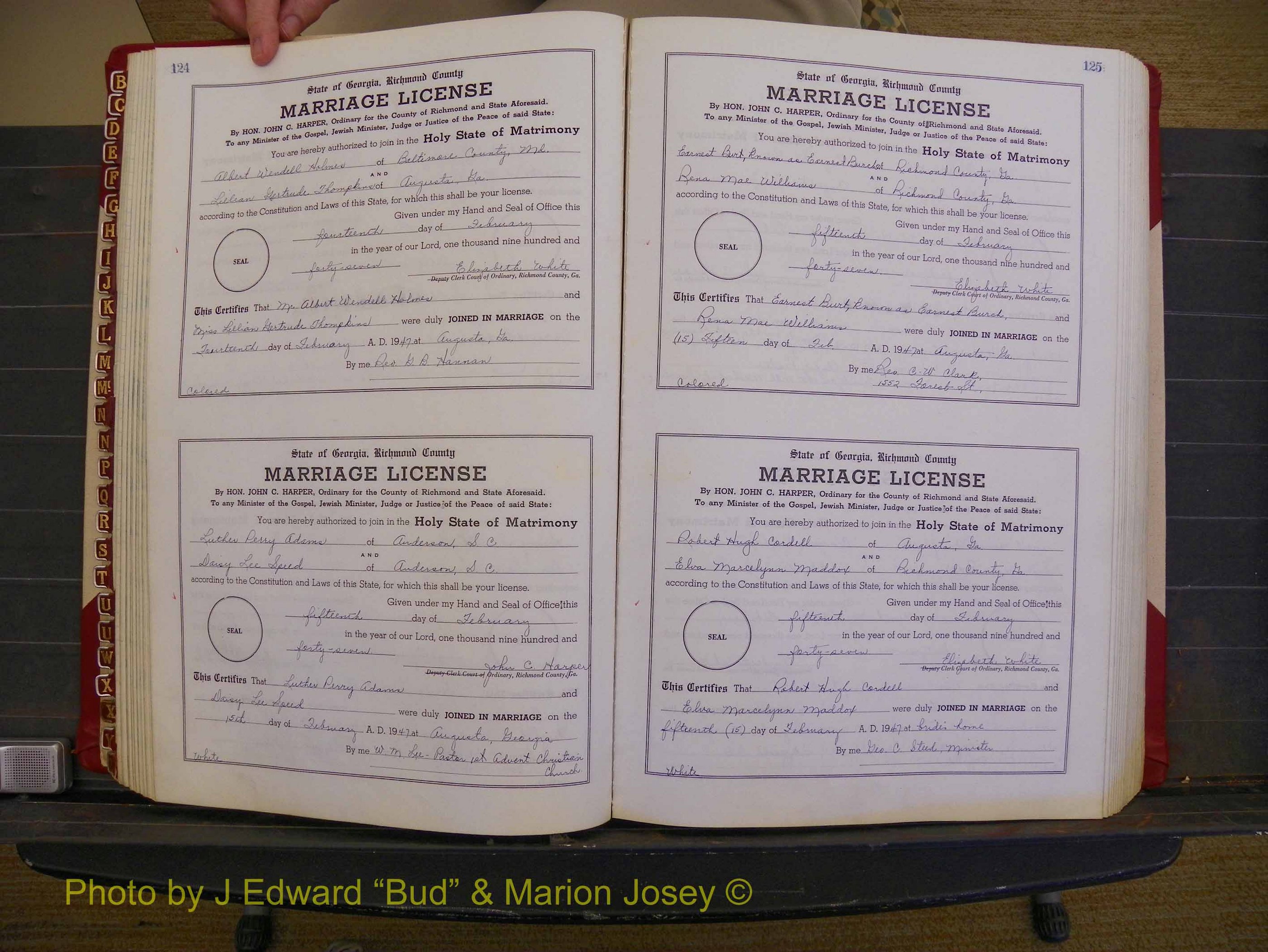 Richmond Marriages, Book XX, 1946-1948 P 124-125.JPG