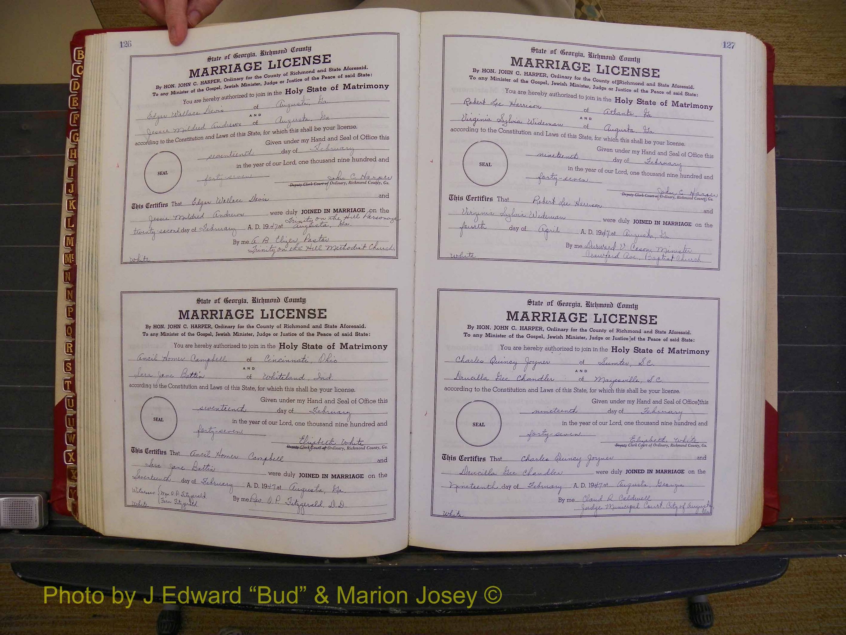 Richmond Marriages, Book XX, 1946-1948 P 126-127.JPG