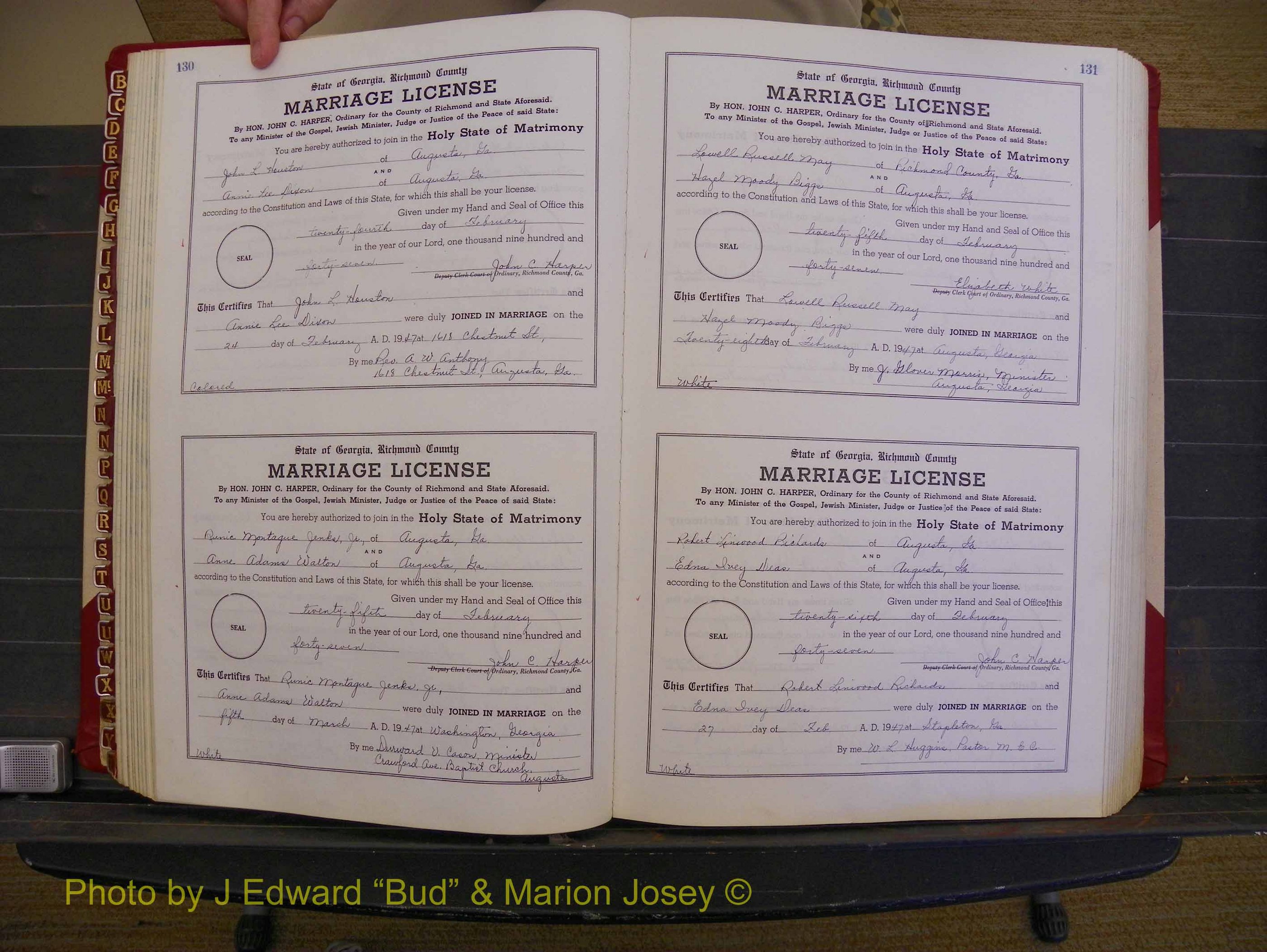 Richmond Marriages, Book XX, 1946-1948 P 130-131.JPG