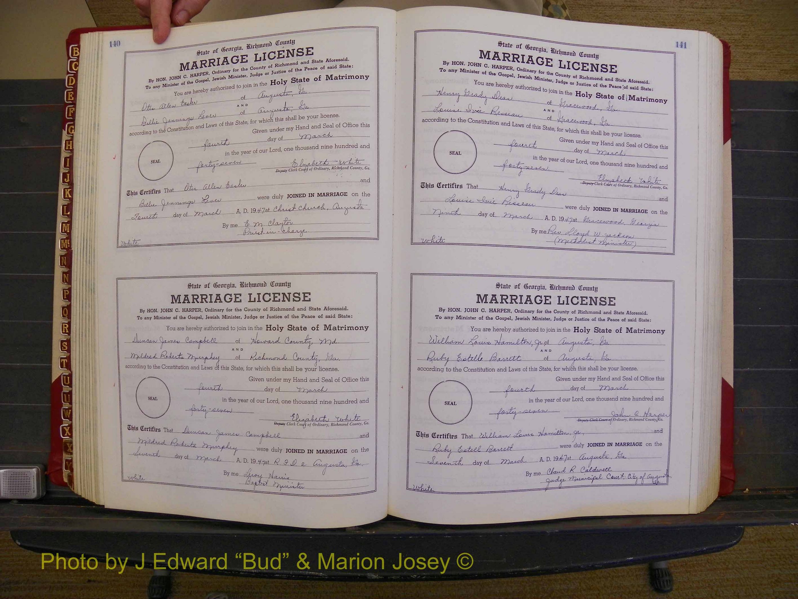 Richmond Marriages, Book XX, 1946-1948 P 140-141.JPG