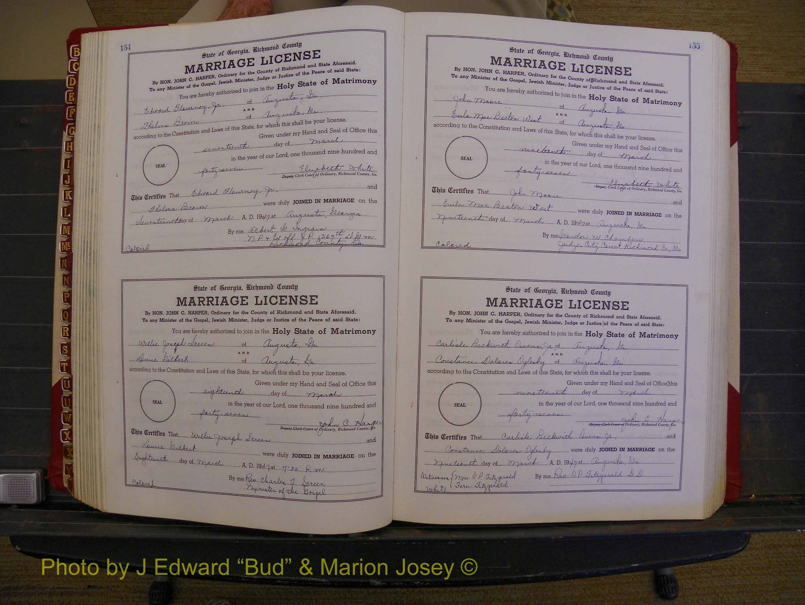 Richmond Marriages, Book XX, 1946-1948 P 154-155.JPG