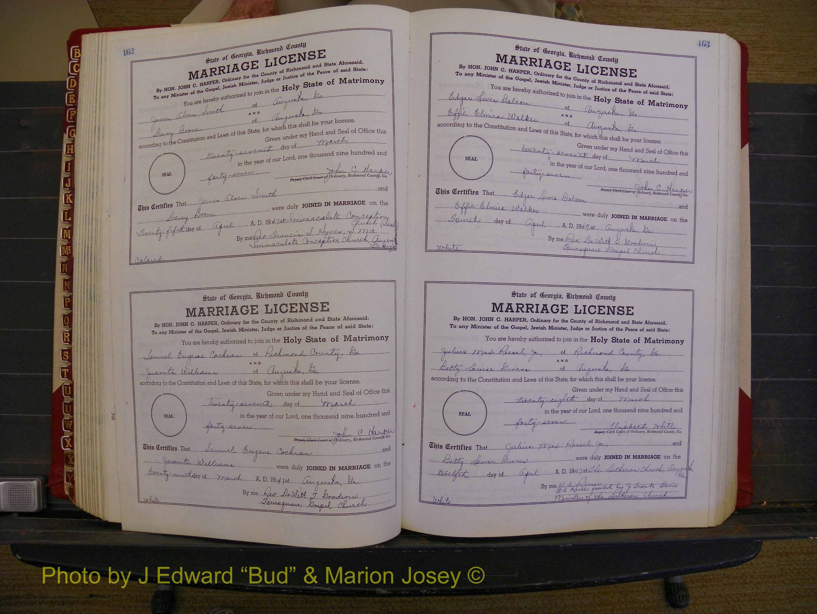 Richmond Marriages, Book XX, 1946-1948 P 162-163.JPG