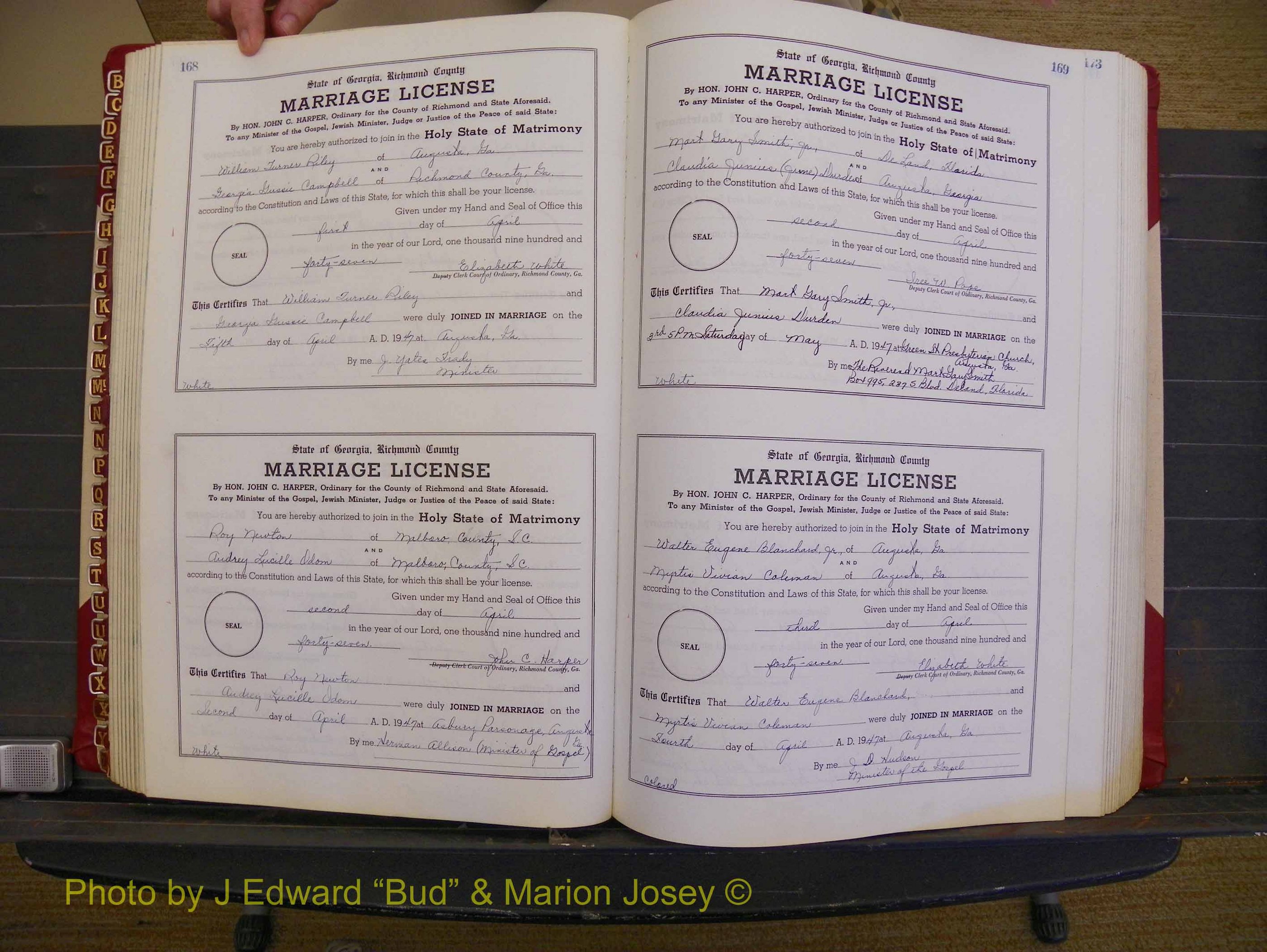 Richmond Marriages, Book XX, 1946-1948 P 168-169.JPG
