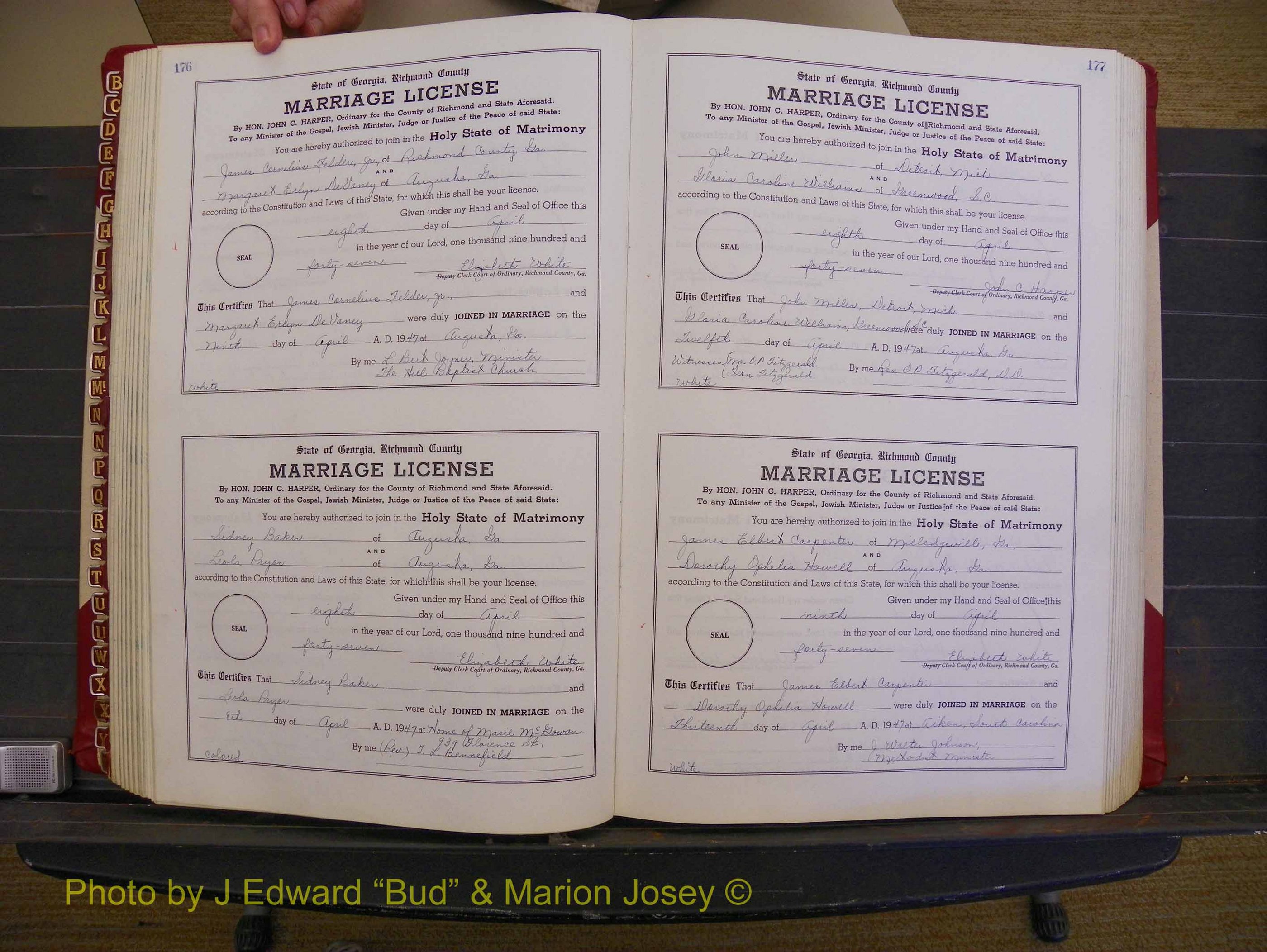 Richmond Marriages, Book XX, 1946-1948 P 176-177.JPG