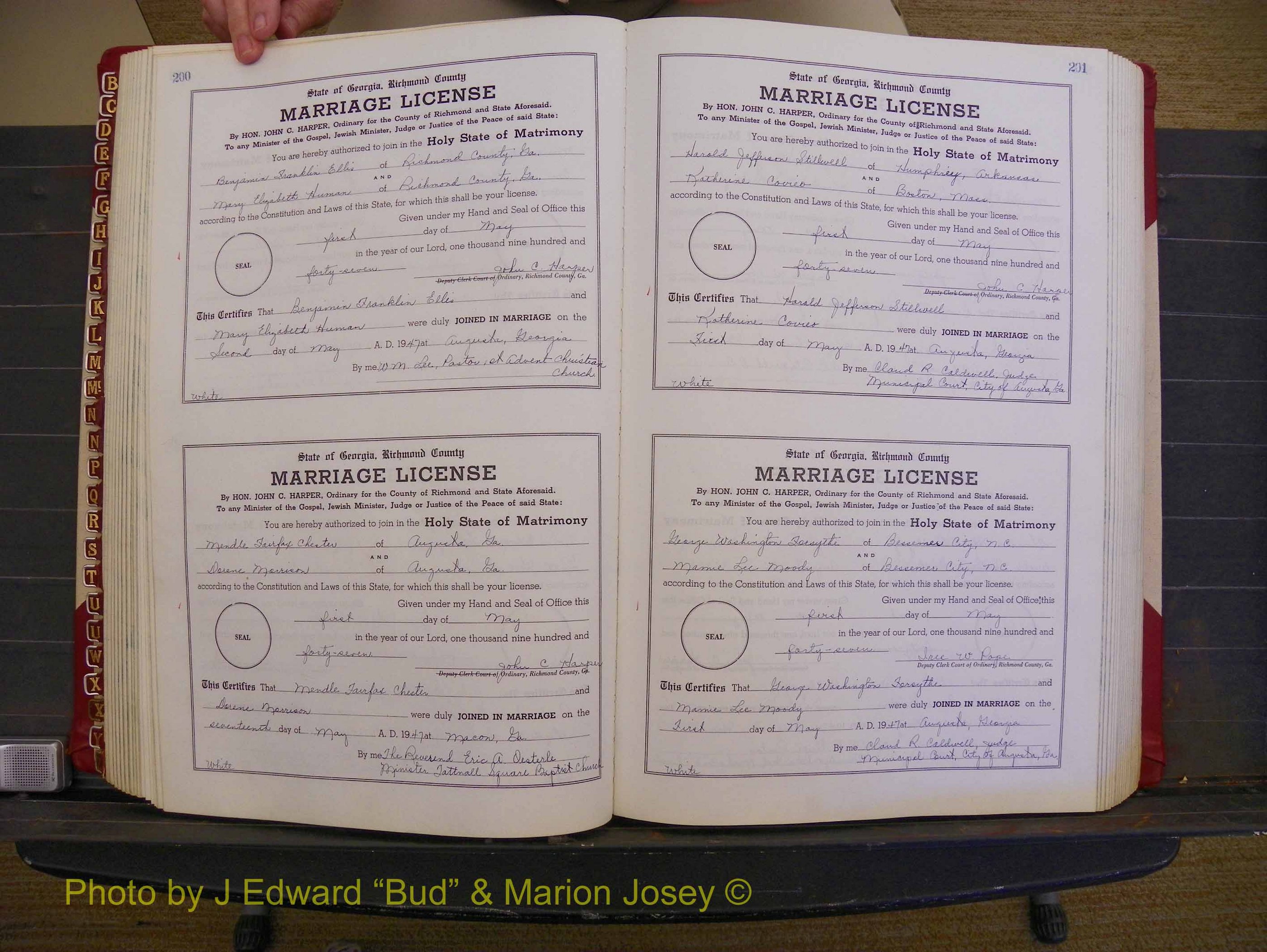 Richmond Marriages, Book XX, 1946-1948 P 200-201.JPG