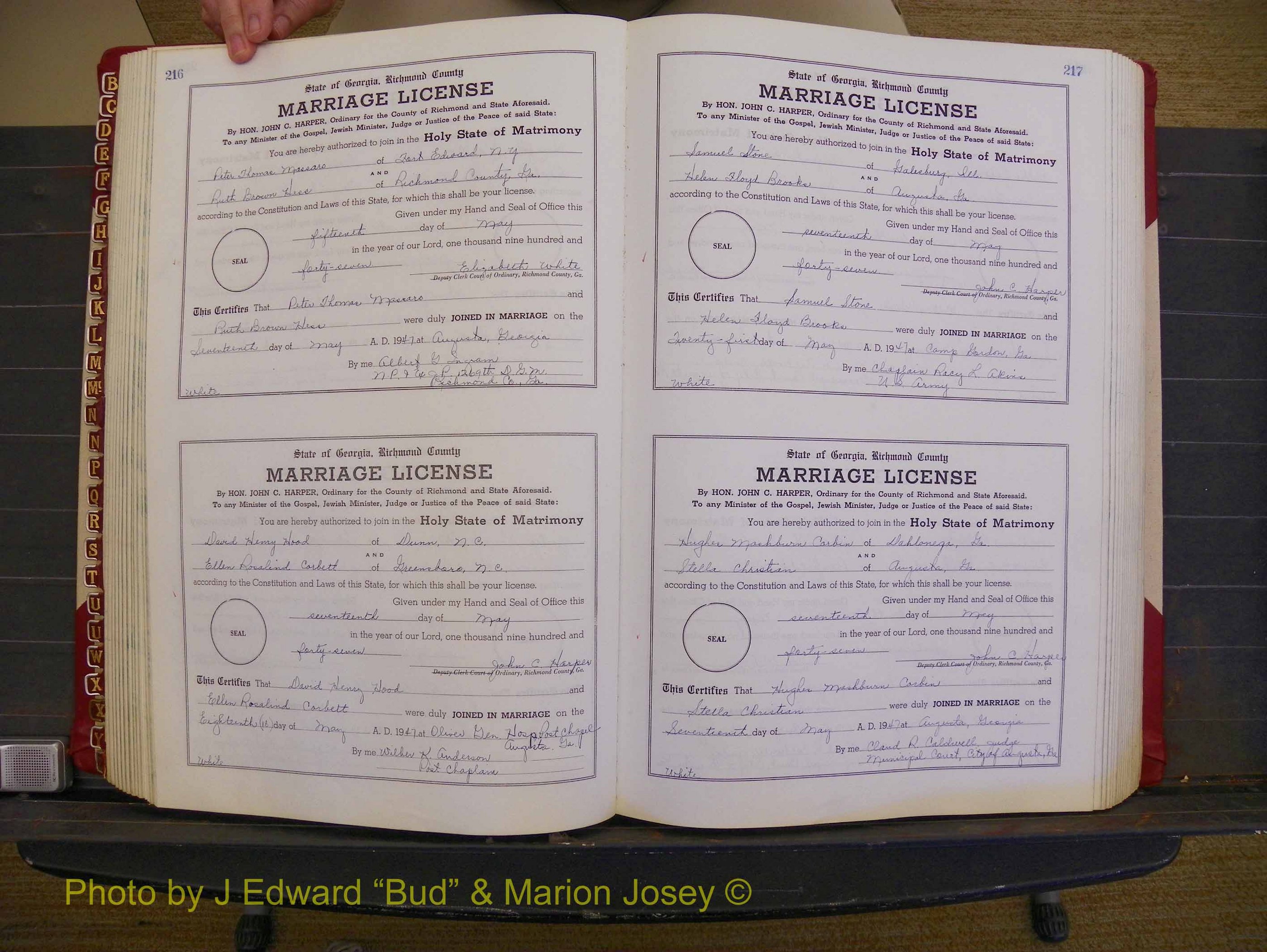 Richmond Marriages, Book XX, 1946-1948 P 216-217.JPG