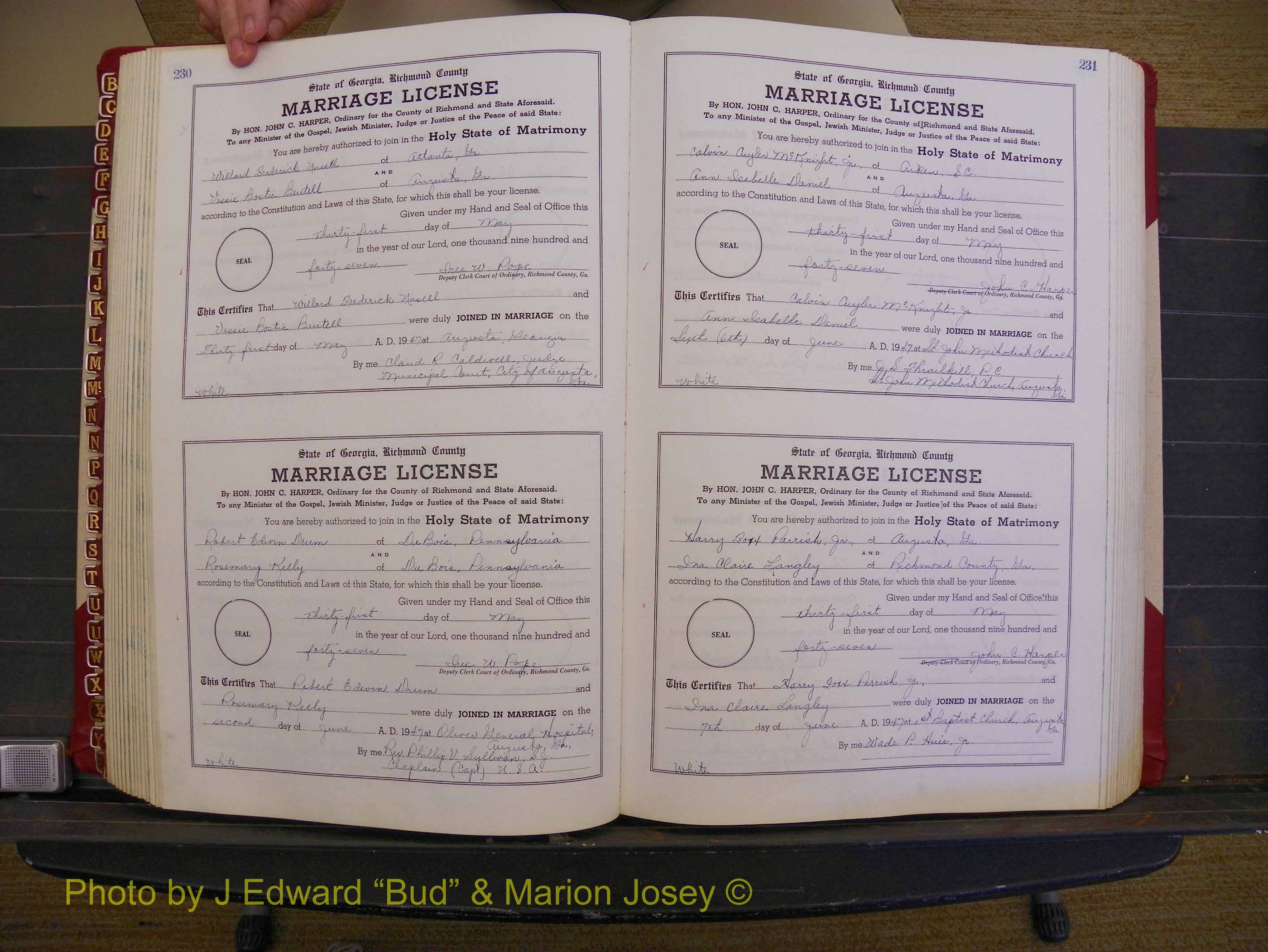 Richmond Marriages, Book XX, 1946-1948 P 230-231.JPG