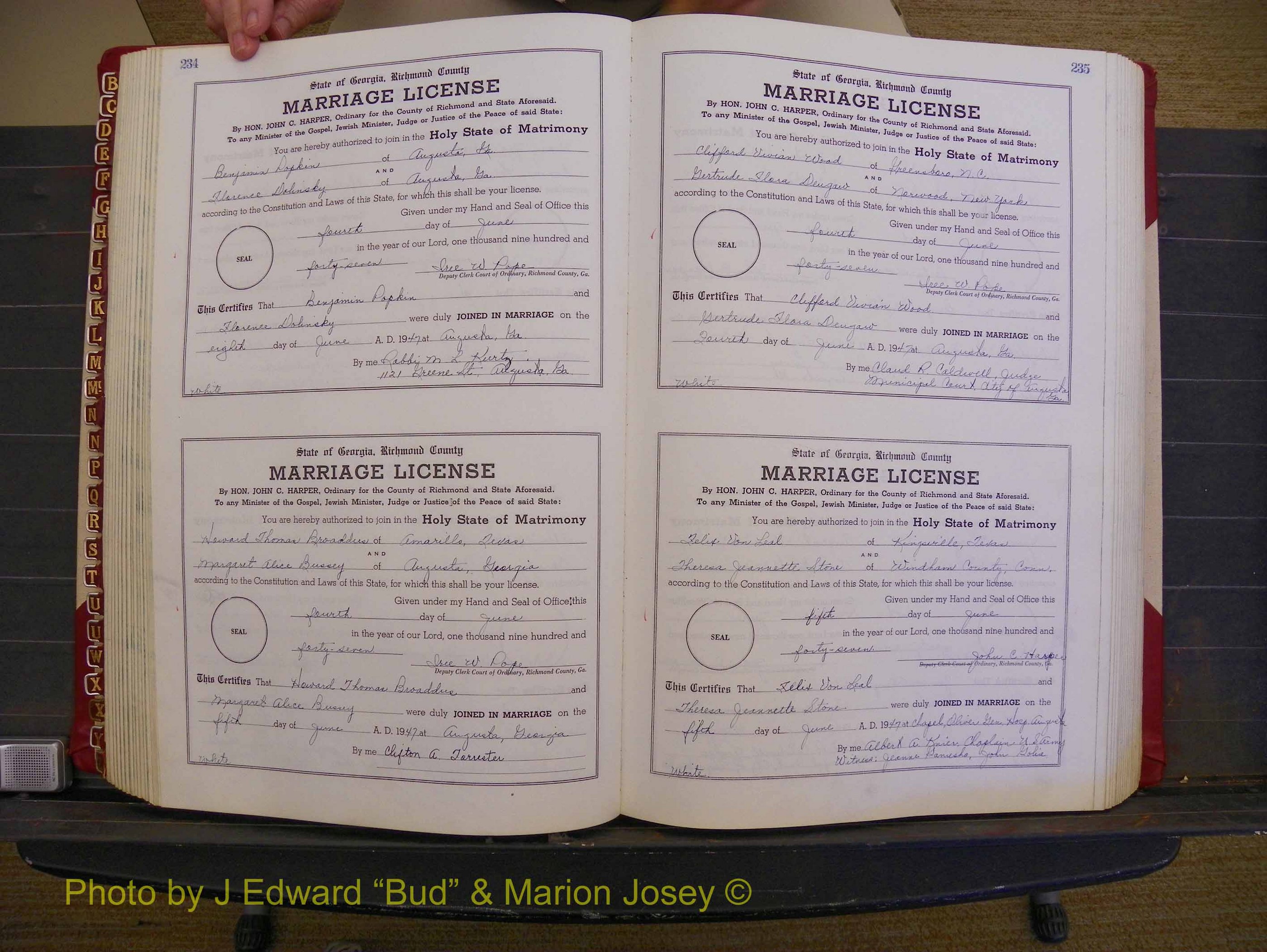 Richmond Marriages, Book XX, 1946-1948 P 234-235.JPG