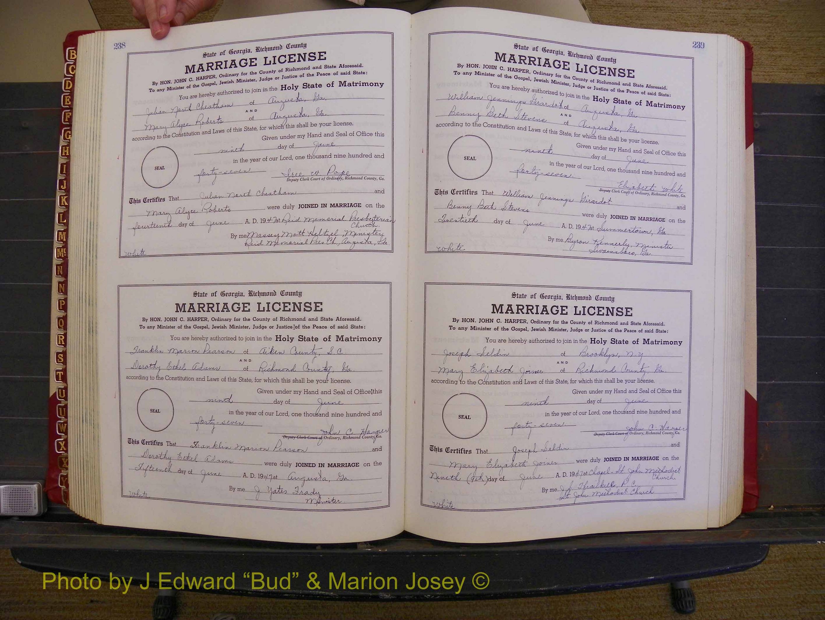 Richmond Marriages, Book XX, 1946-1948 P 238-239.JPG