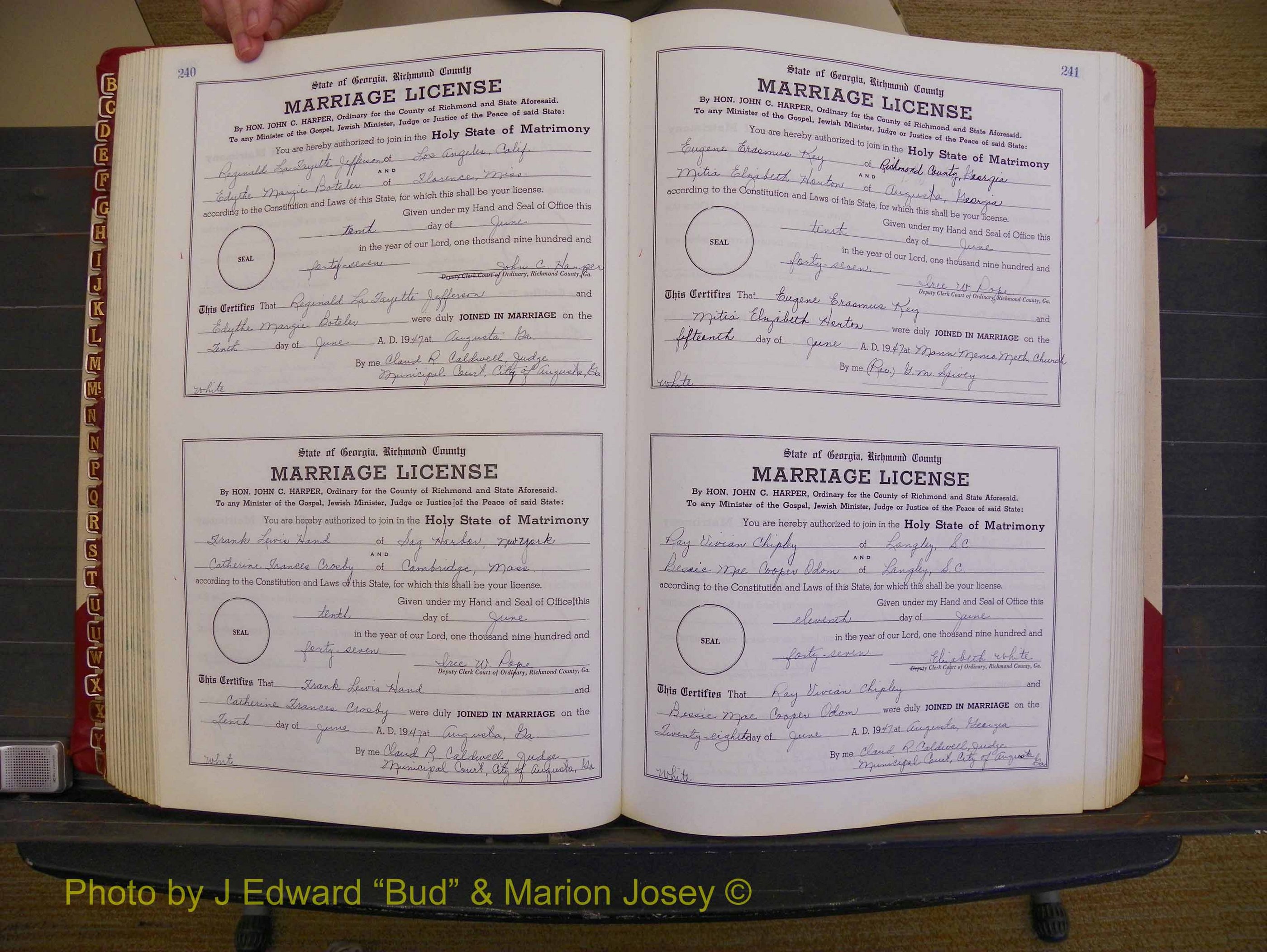 Richmond Marriages, Book XX, 1946-1948 P 240-241.JPG