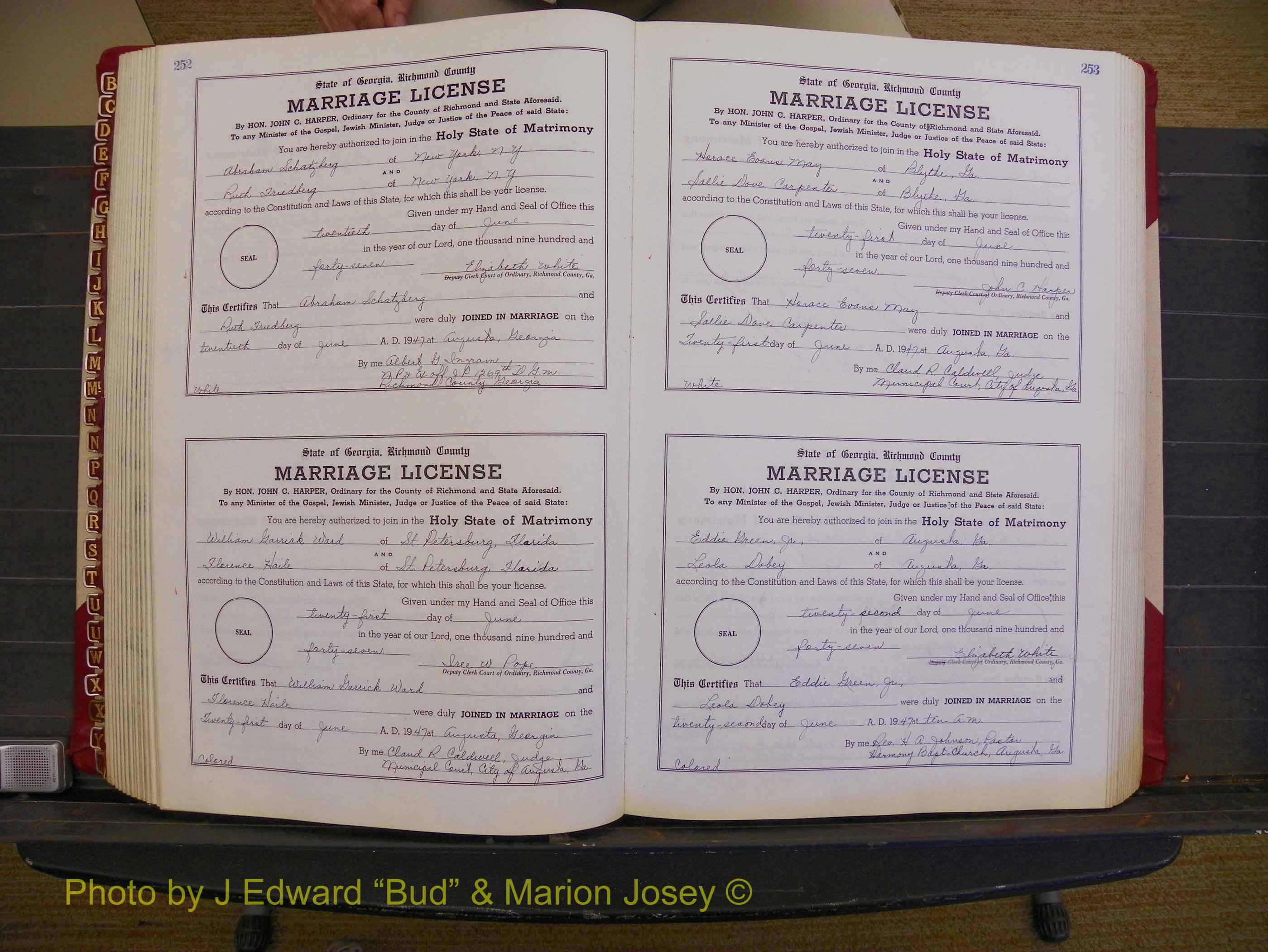 Richmond Marriages, Book XX, 1946-1948 P 252-253.JPG