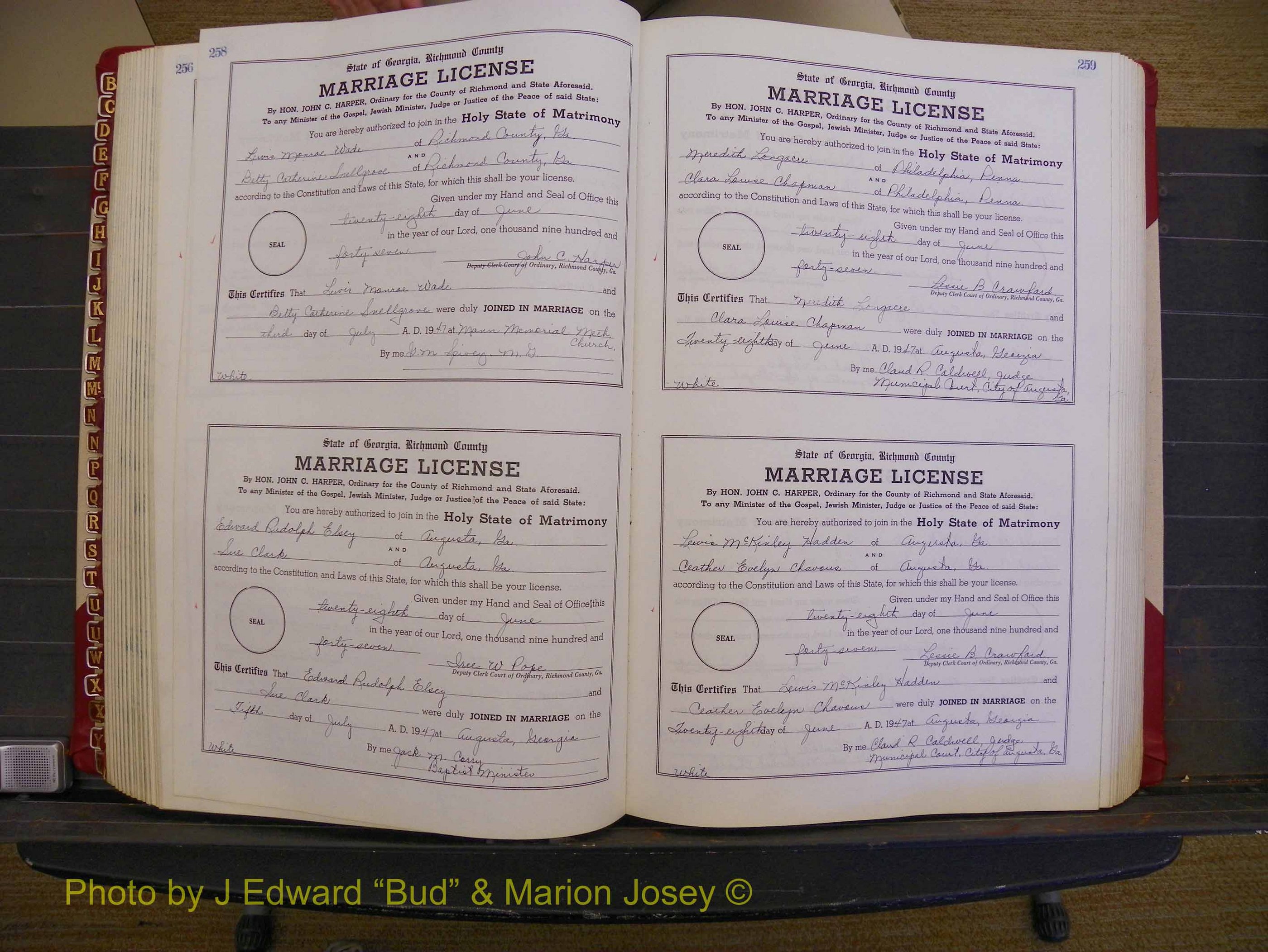 Richmond Marriages, Book XX, 1946-1948 P 258-259.JPG