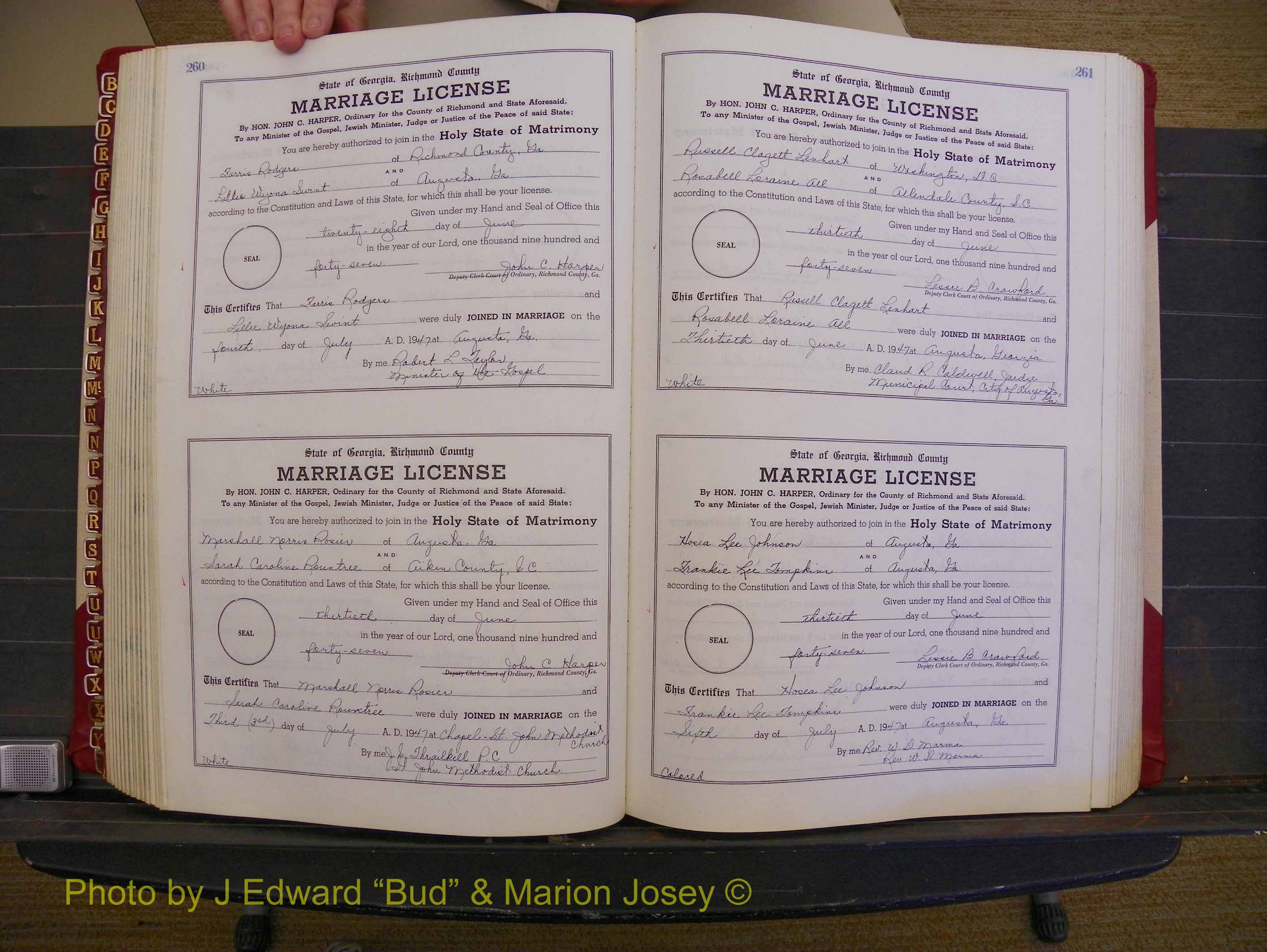 Richmond Marriages, Book XX, 1946-1948 P 260-261.JPG