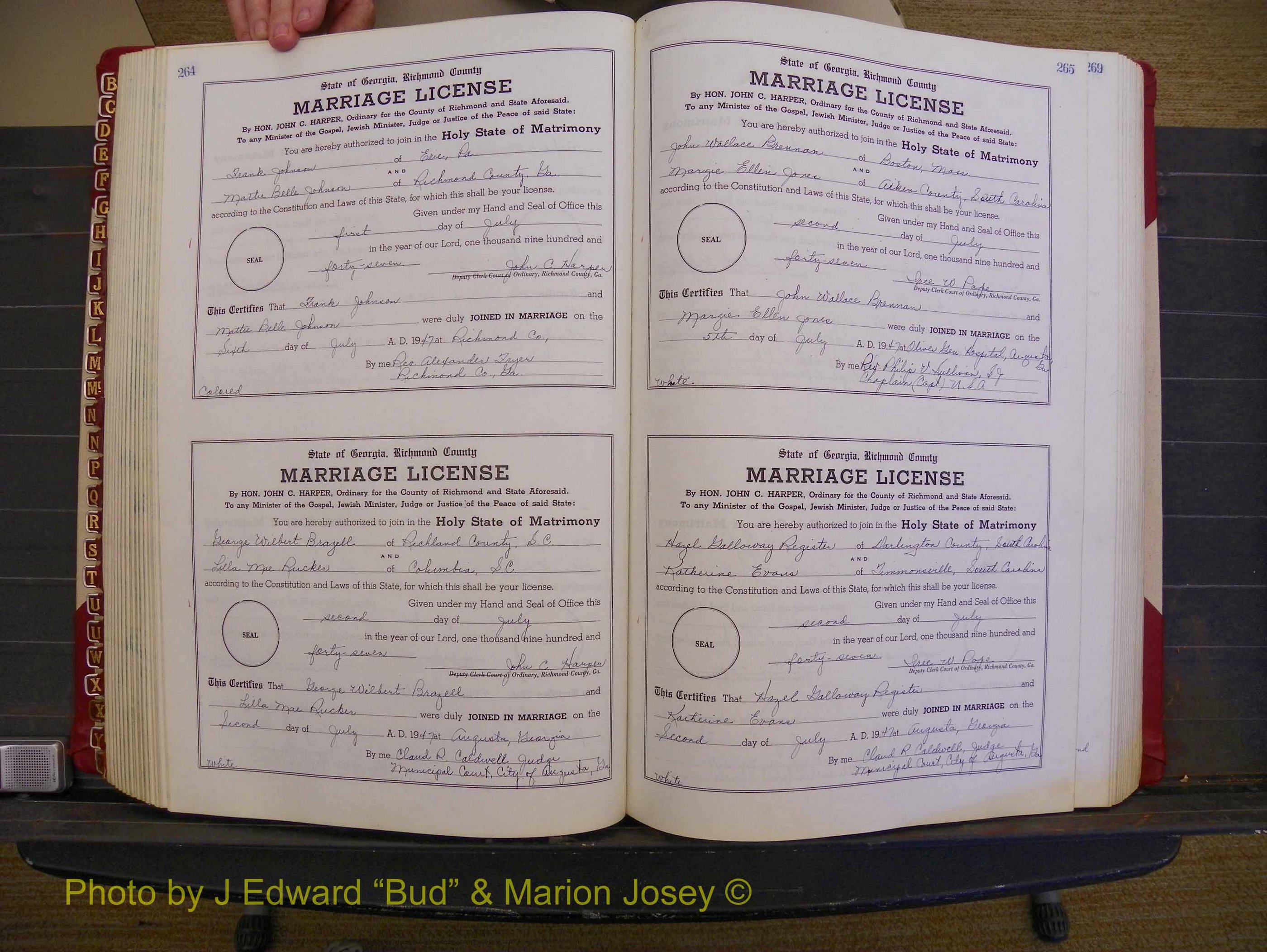 Richmond Marriages, Book XX, 1946-1948 P 264-265.JPG