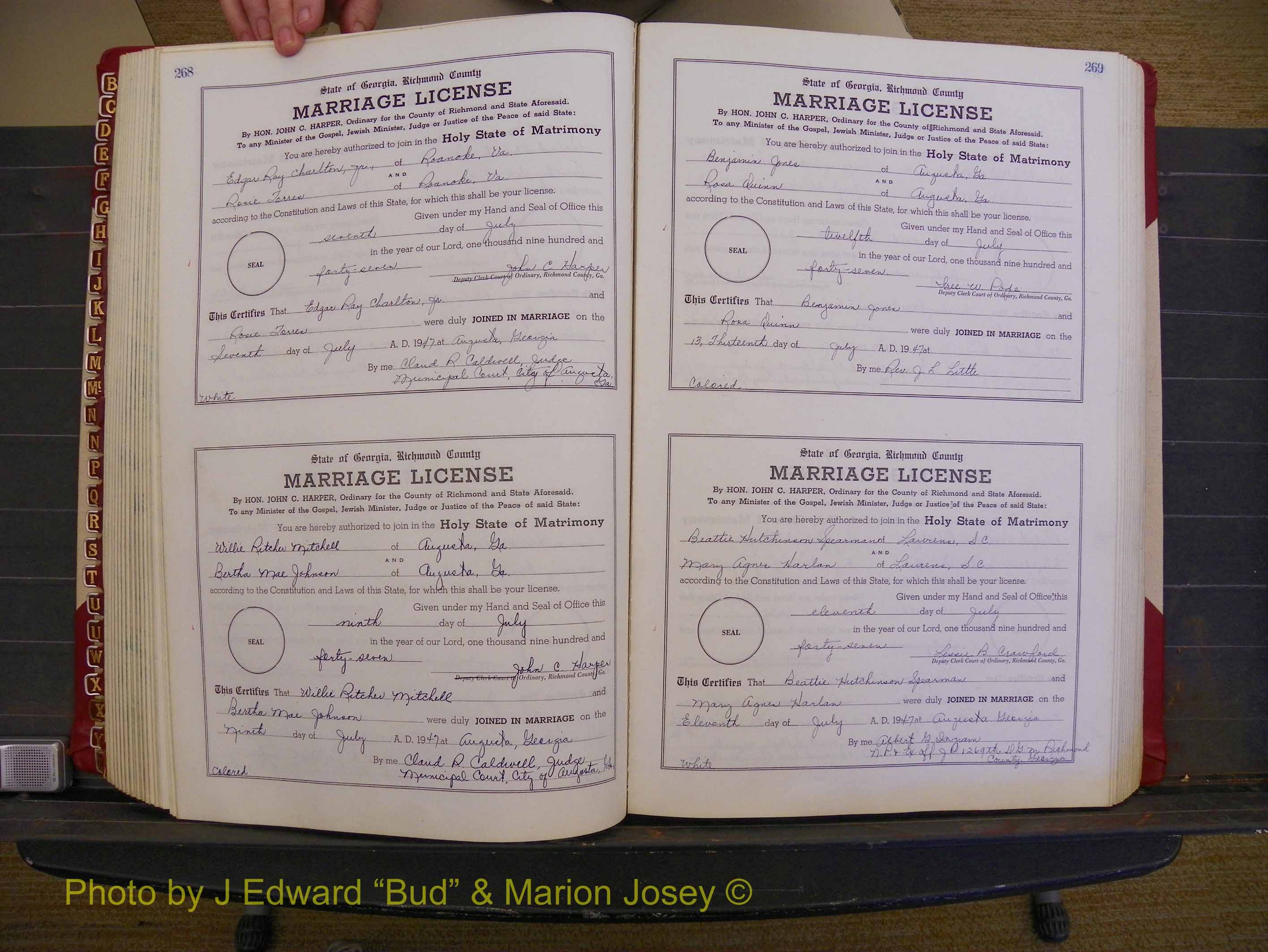 Richmond Marriages, Book XX, 1946-1948 P 268-269.JPG